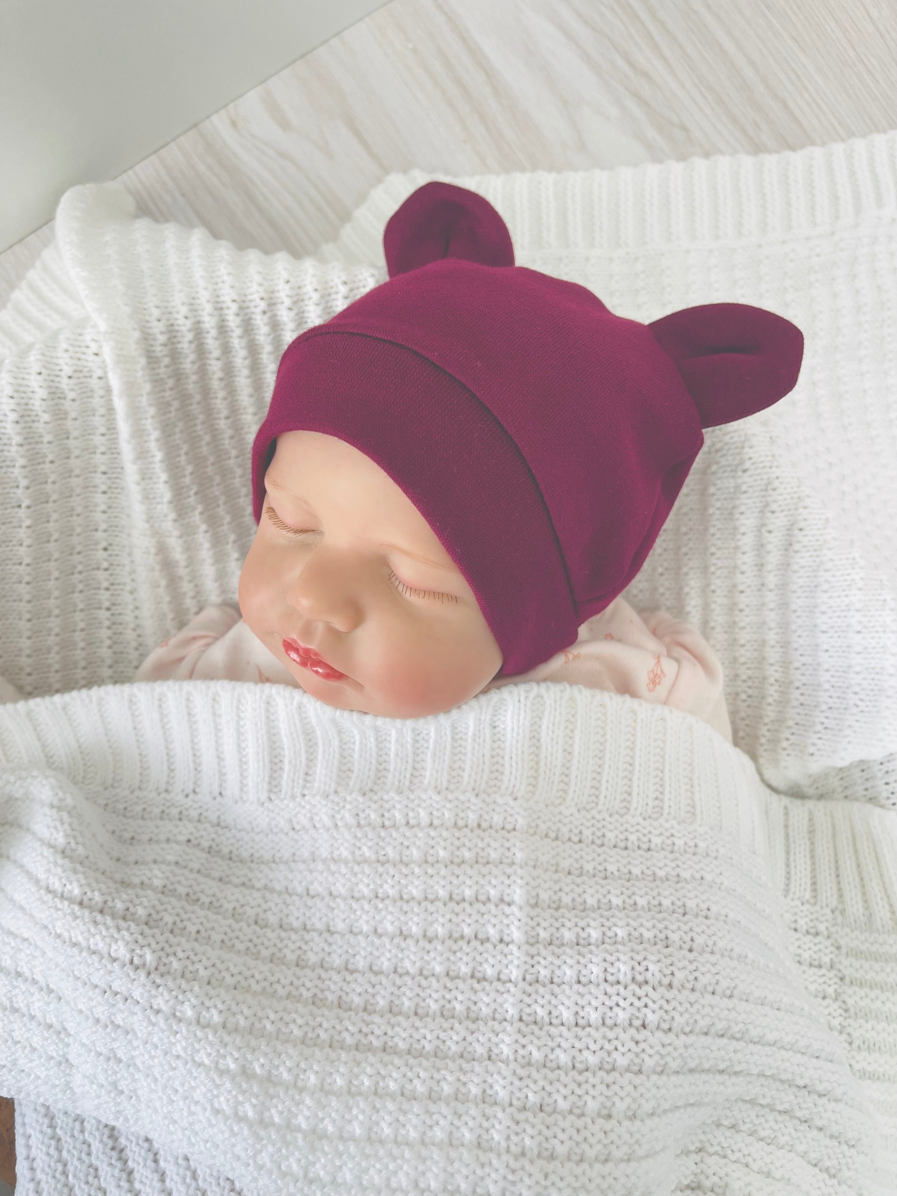 Newborn Beanies Cotton Jersey for Personalisation (Name Personalisation Available – Embroidered)