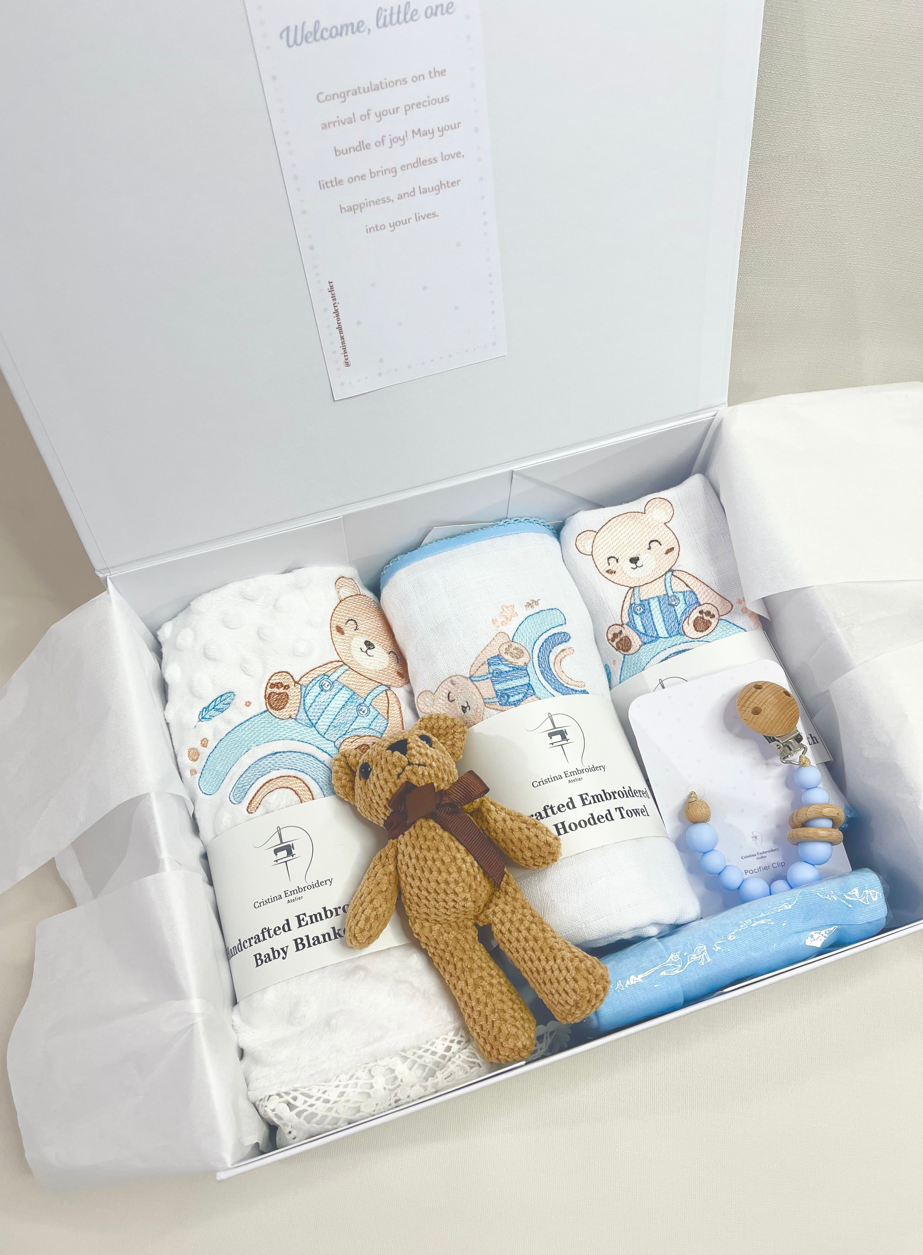 Classic Baby Gift Box - Rainbow Teddy Bear