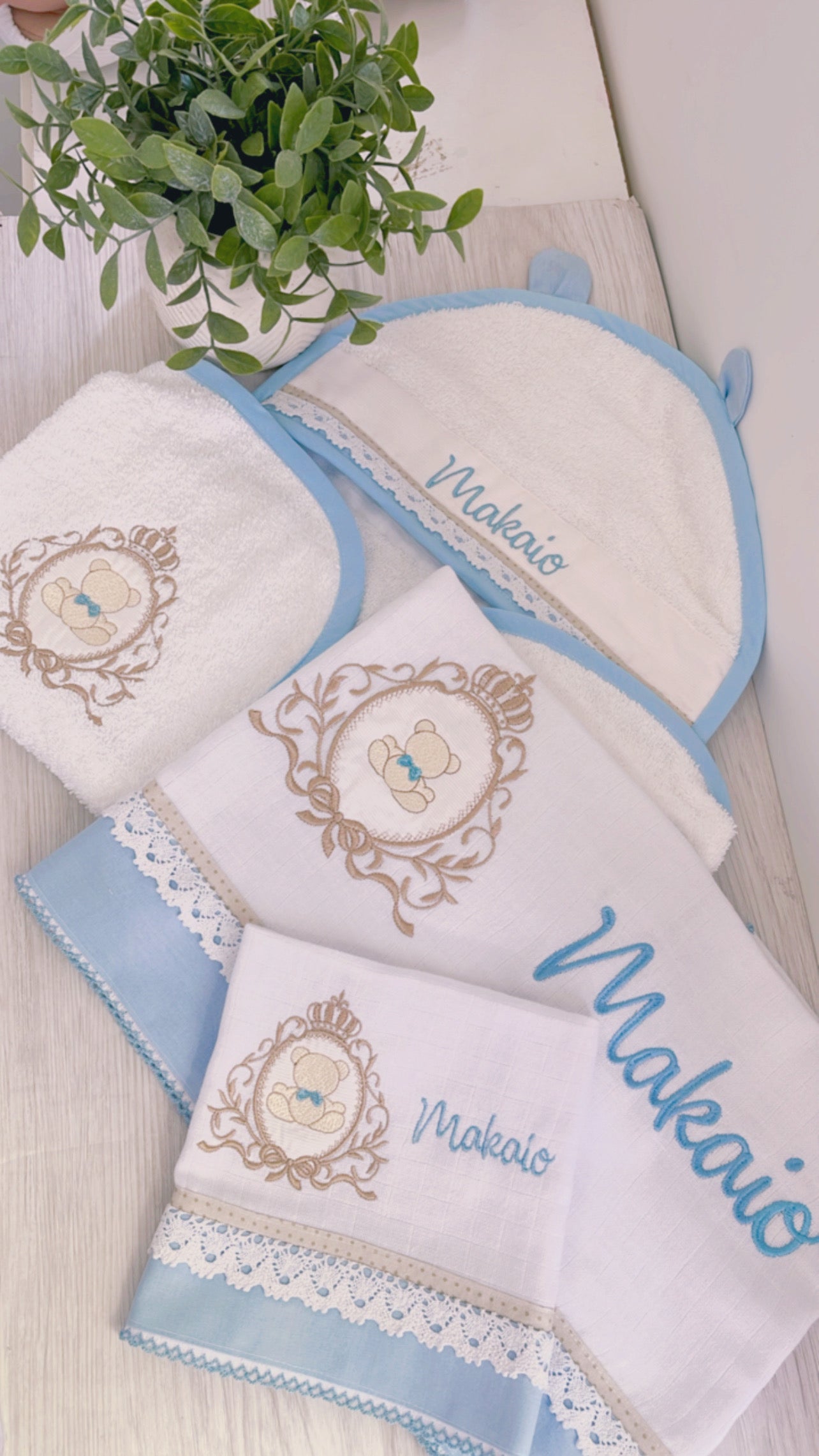 Embroidered Baby Gift Box – Handcrafted Hamper with 7 Essentials - Luxury Teddy Bear