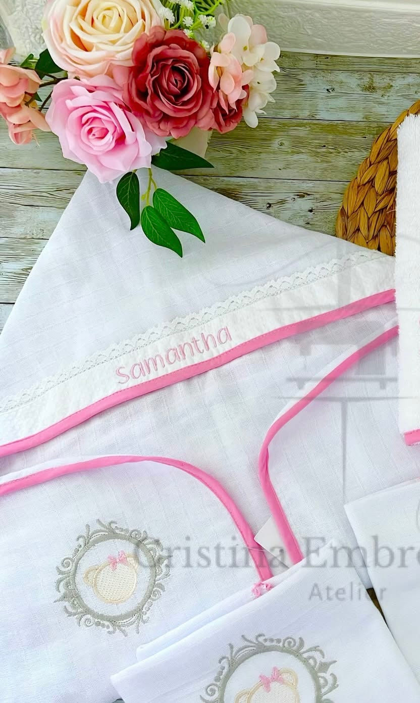 Toalha Fralda para bebê com Capuz Personalizada