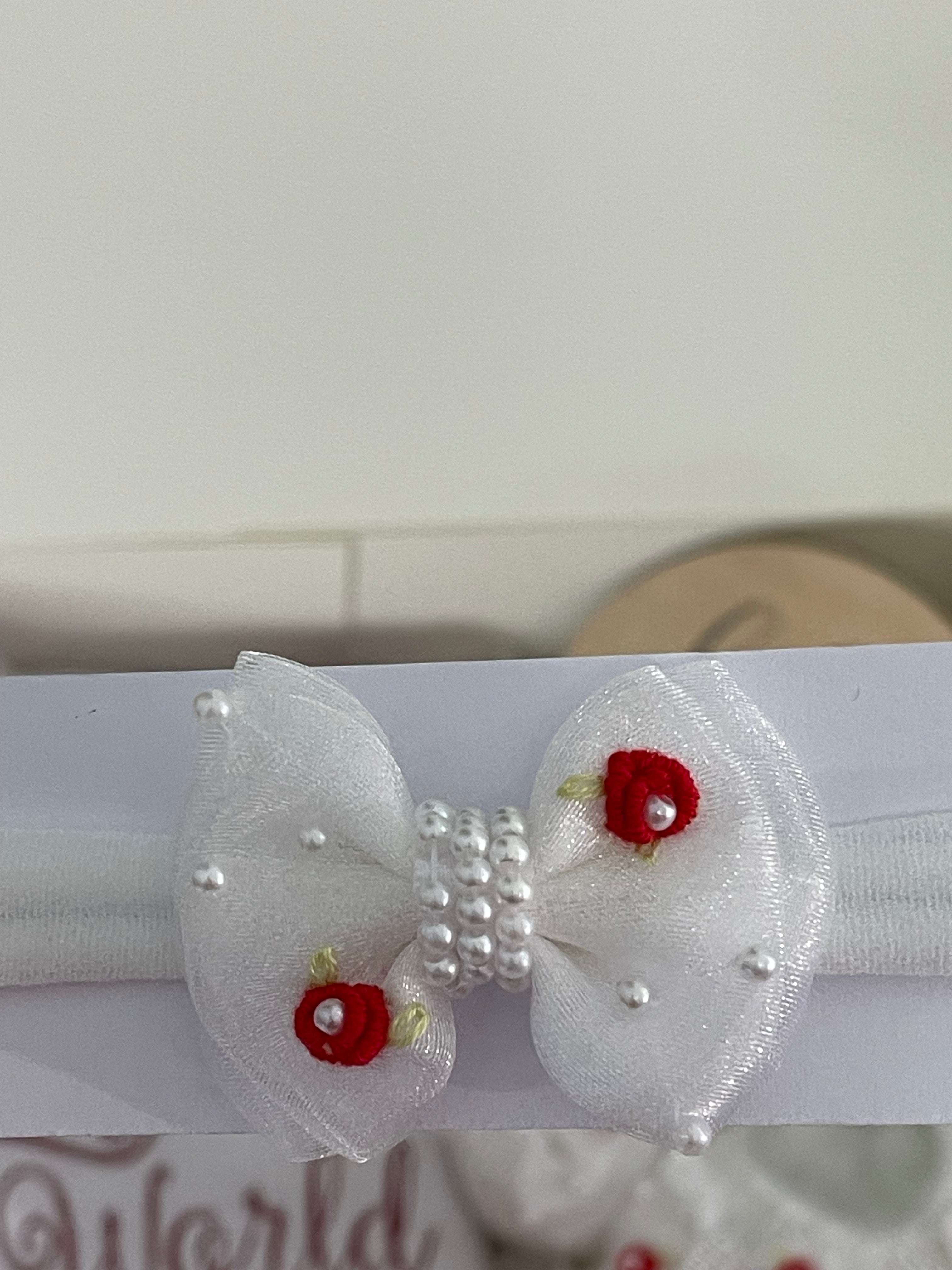 "Hello World" Gift Box Baby Girl / Sweet Tulle Bow White/Red