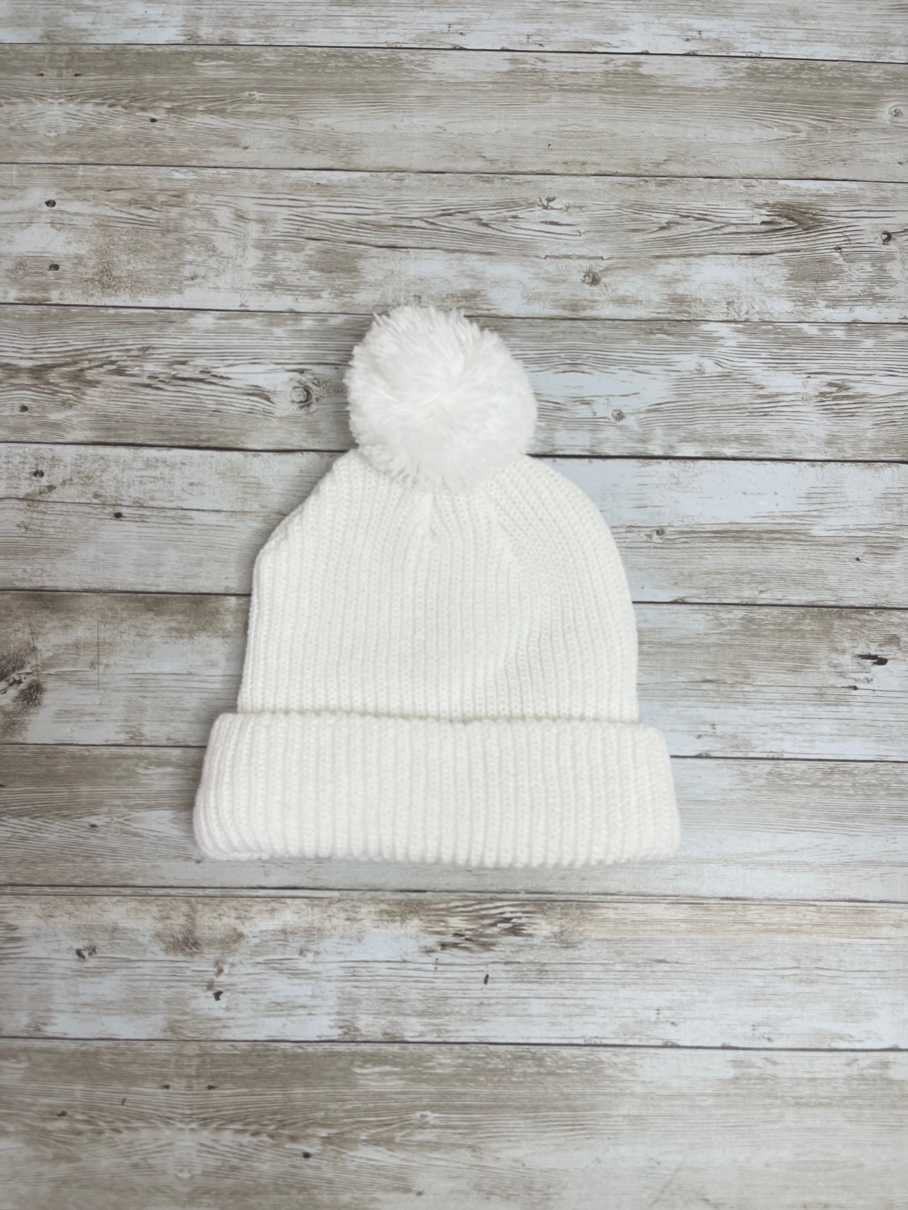 Pom Pom Baby Beanie knitted – Soft & Cozy (3-6 months)