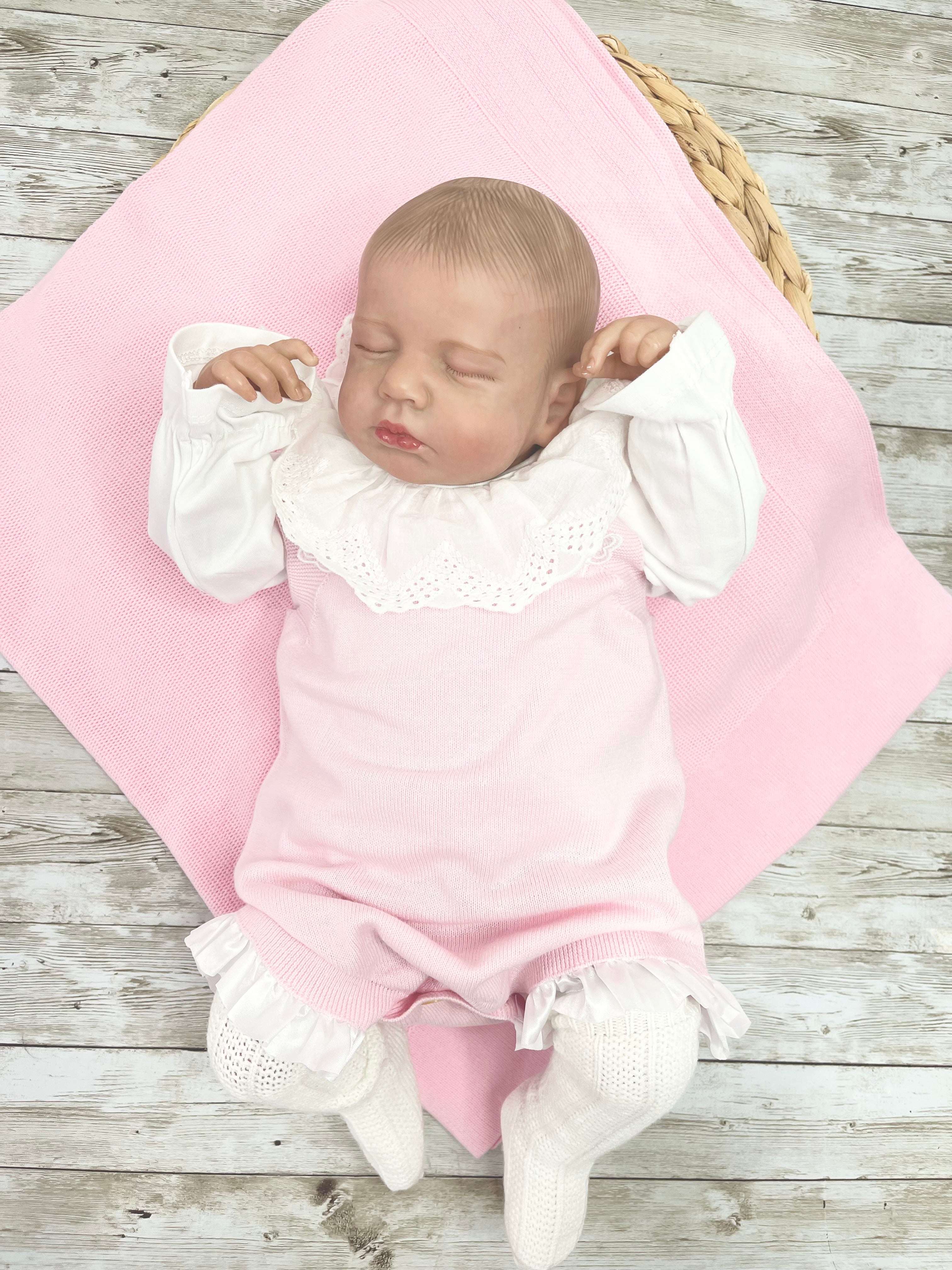Baby Pink - Knitted Newborn Outfit Set (0-3 Months) 4 pcs