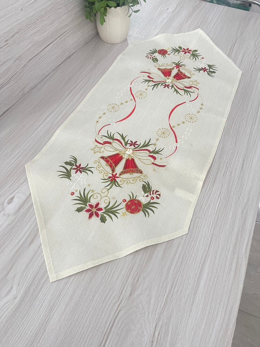 Table Runner Embroidery Jingles Ribbon( 40cmx1.05cm)