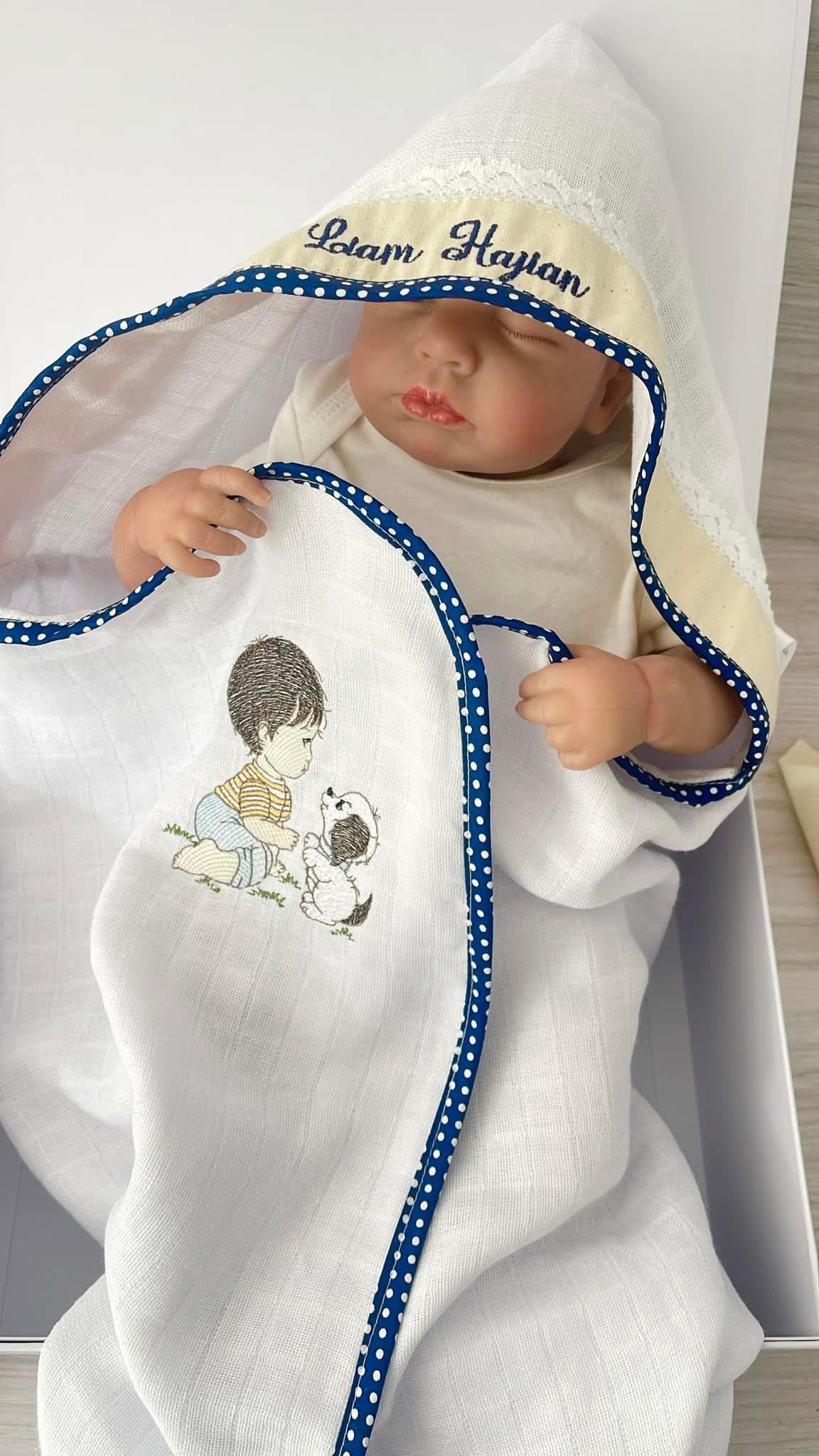 Toalha Fralda para bebê com Capuz Personalizada