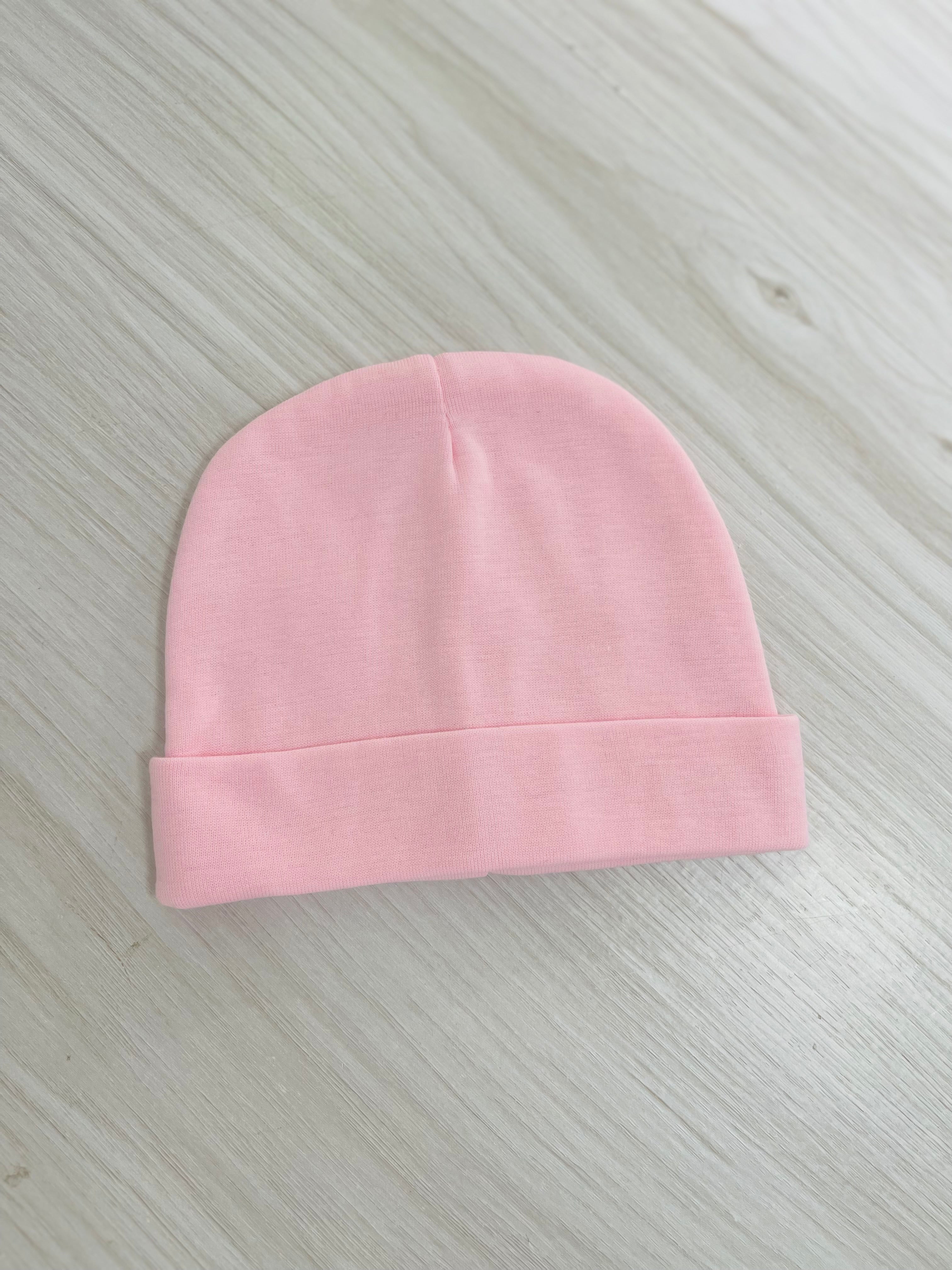 Newborn Beanies Cotton Jersey for Personalisation (Name Personalisation Available – Embroidered)