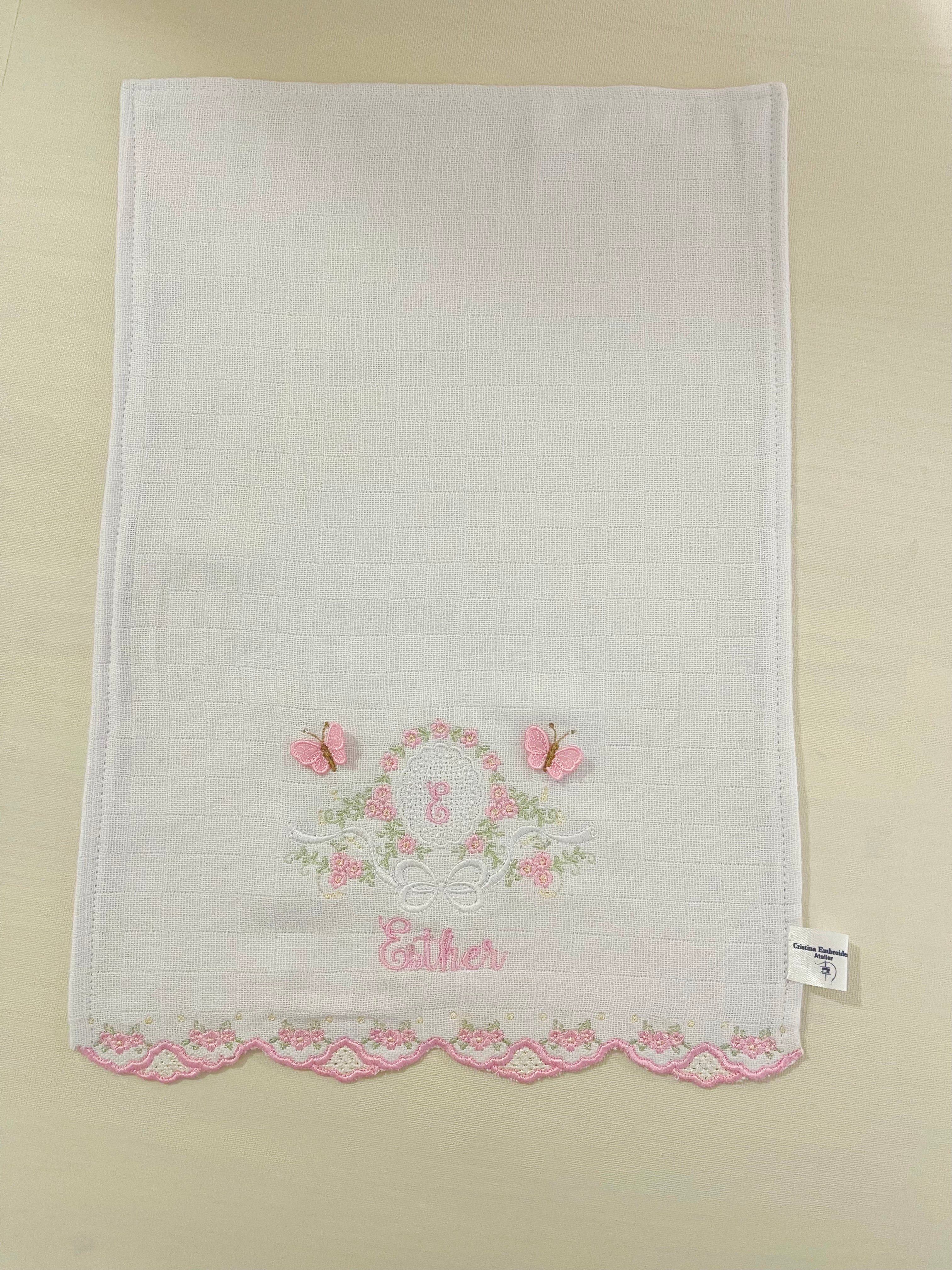 Fraldinha de Boca Com Barrinha Bordada 30cmx40/ Small Burp Cloth