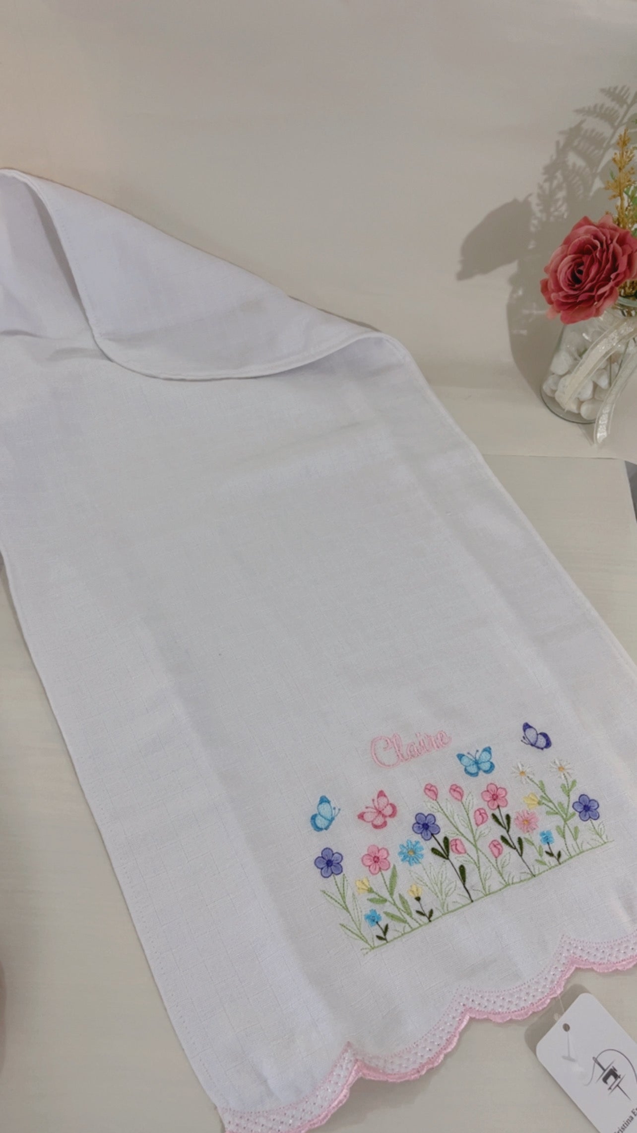 Fralda de Ombro Personalizada para Bebê 40cmx80cm/ Embroidery Shoulder Cloth