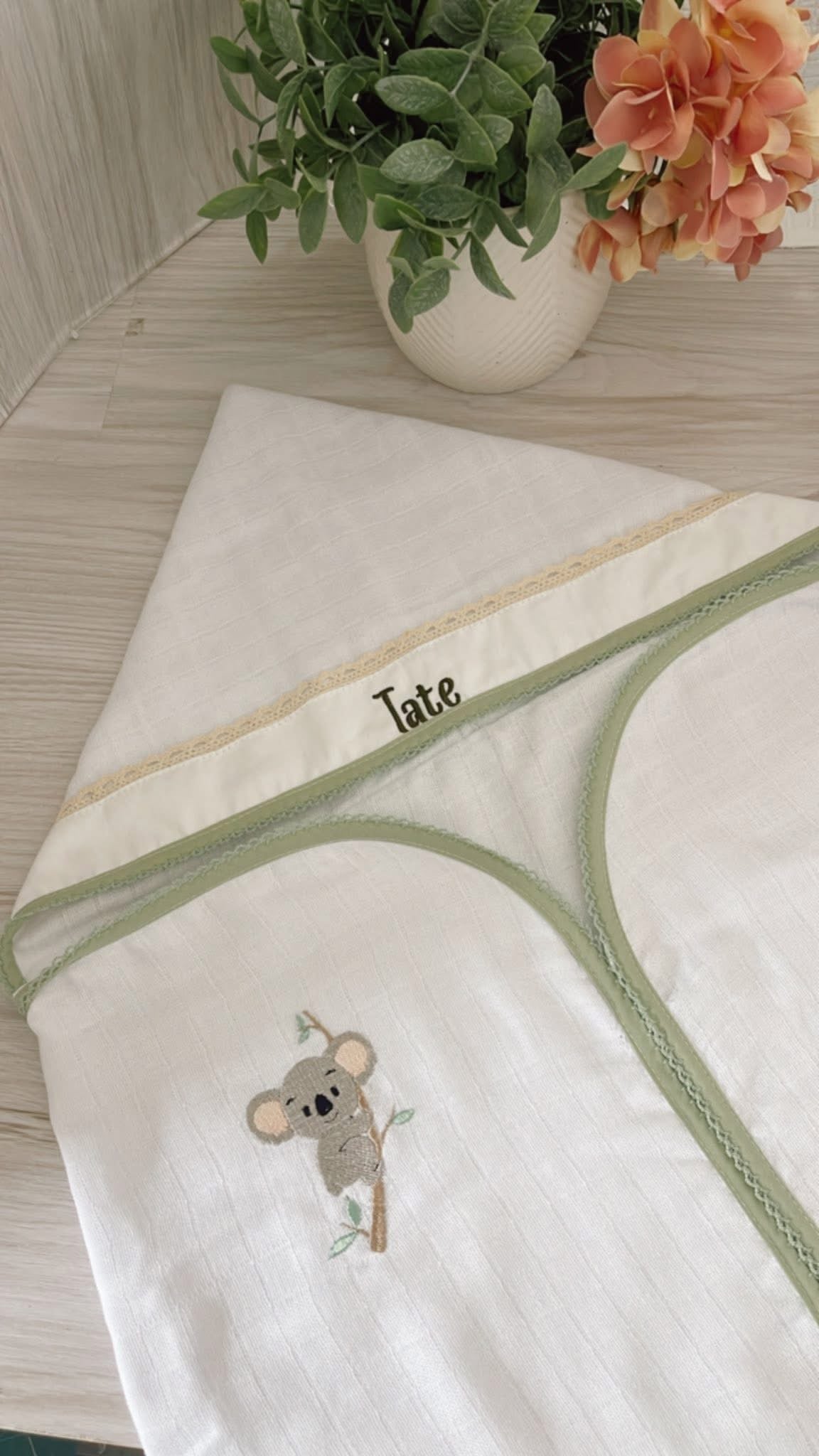 Toalha Fralda para bebê com Capuz Personalizada