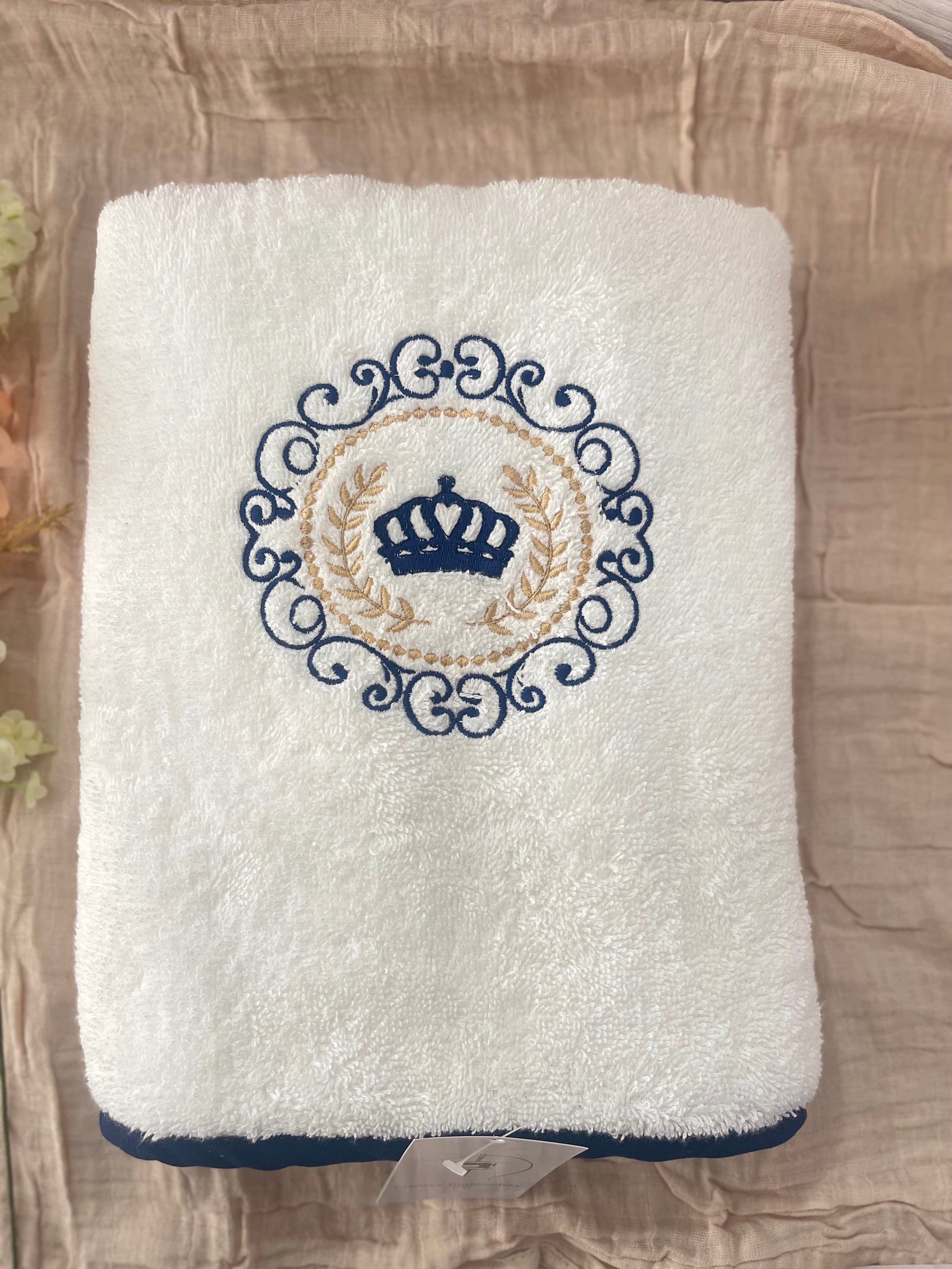 Embroidered Baby Gift Box – Handcrafted Hamper with 7 Essentials - Navy Blue Crown Frame