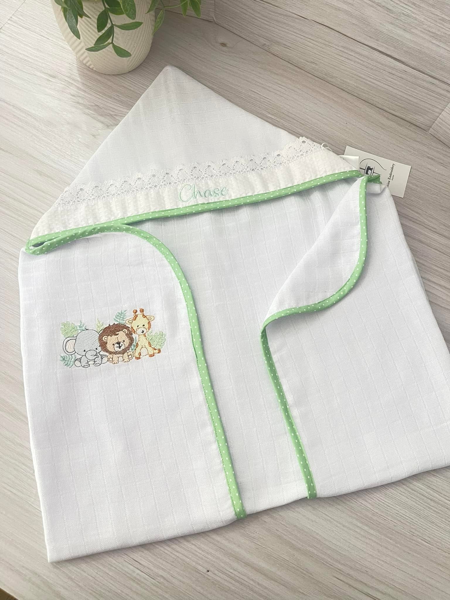 Toalha Fralda para bebê com Capuz Personalizada