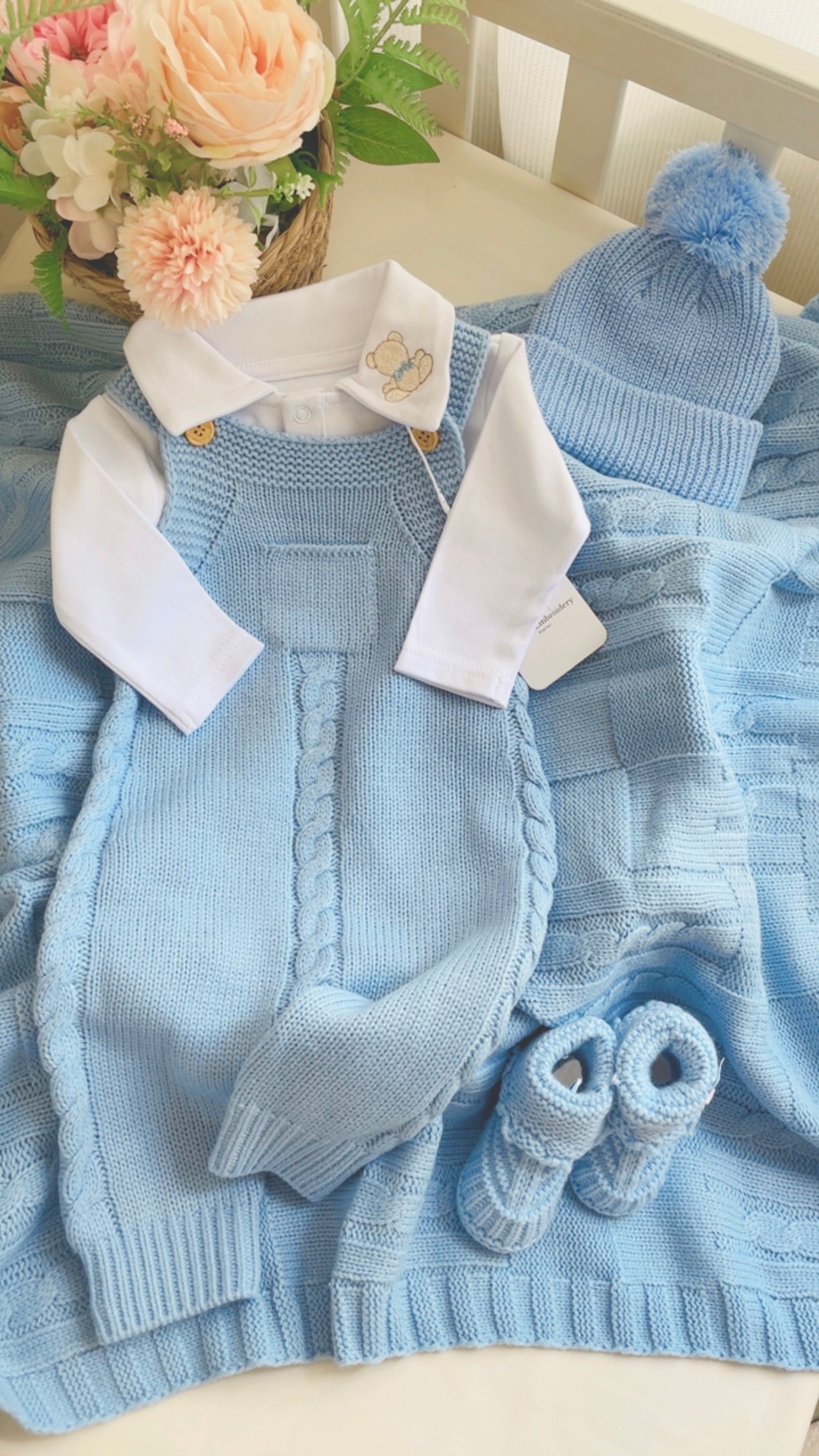 Blue Baby Coming Home Set – Teddy Bear | 0–3 Months