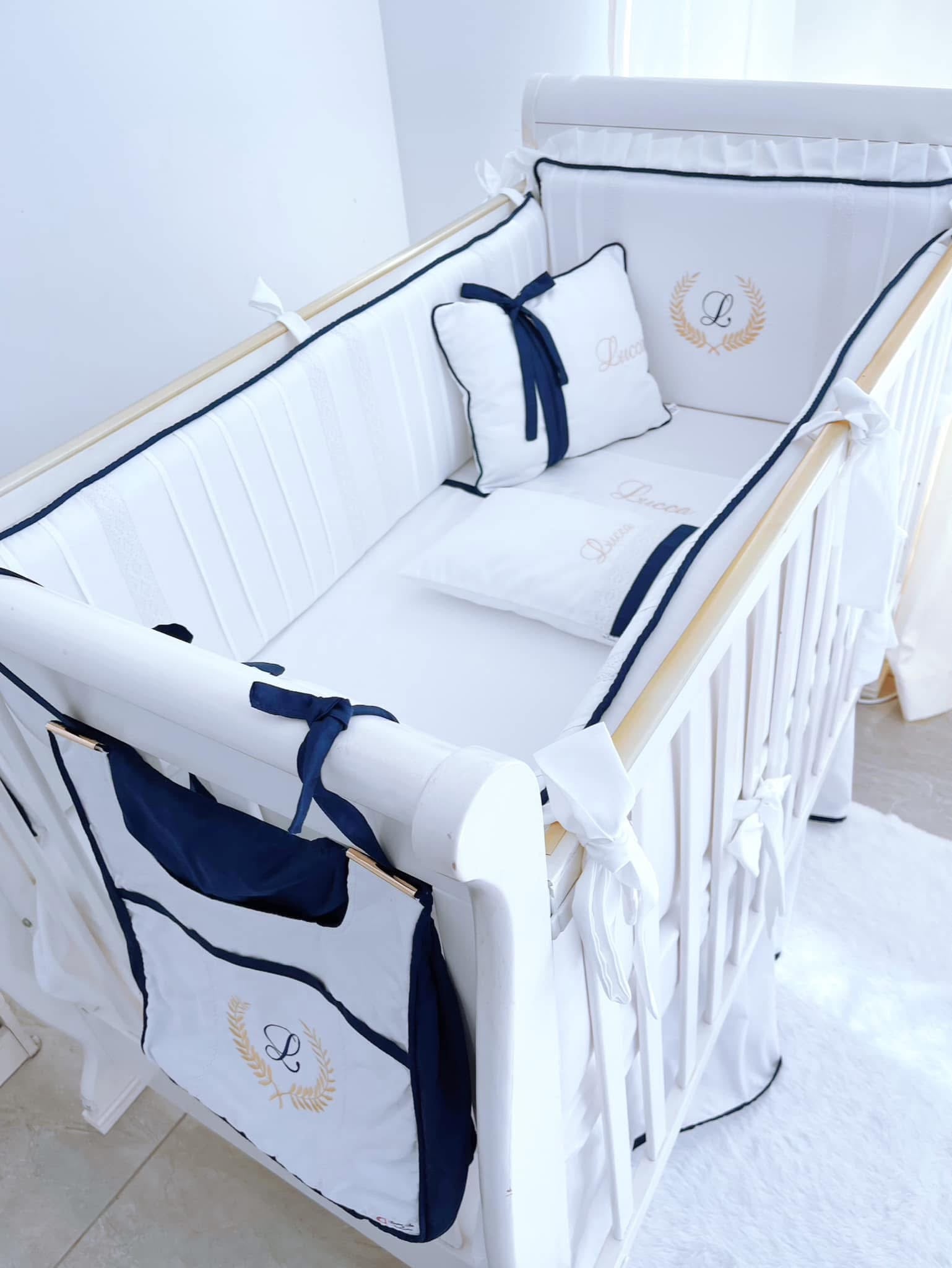 Made -To - Order Complete Customised Embroidered  Baby Crib Set - 9 Piece Luxury Collection (Contact us)