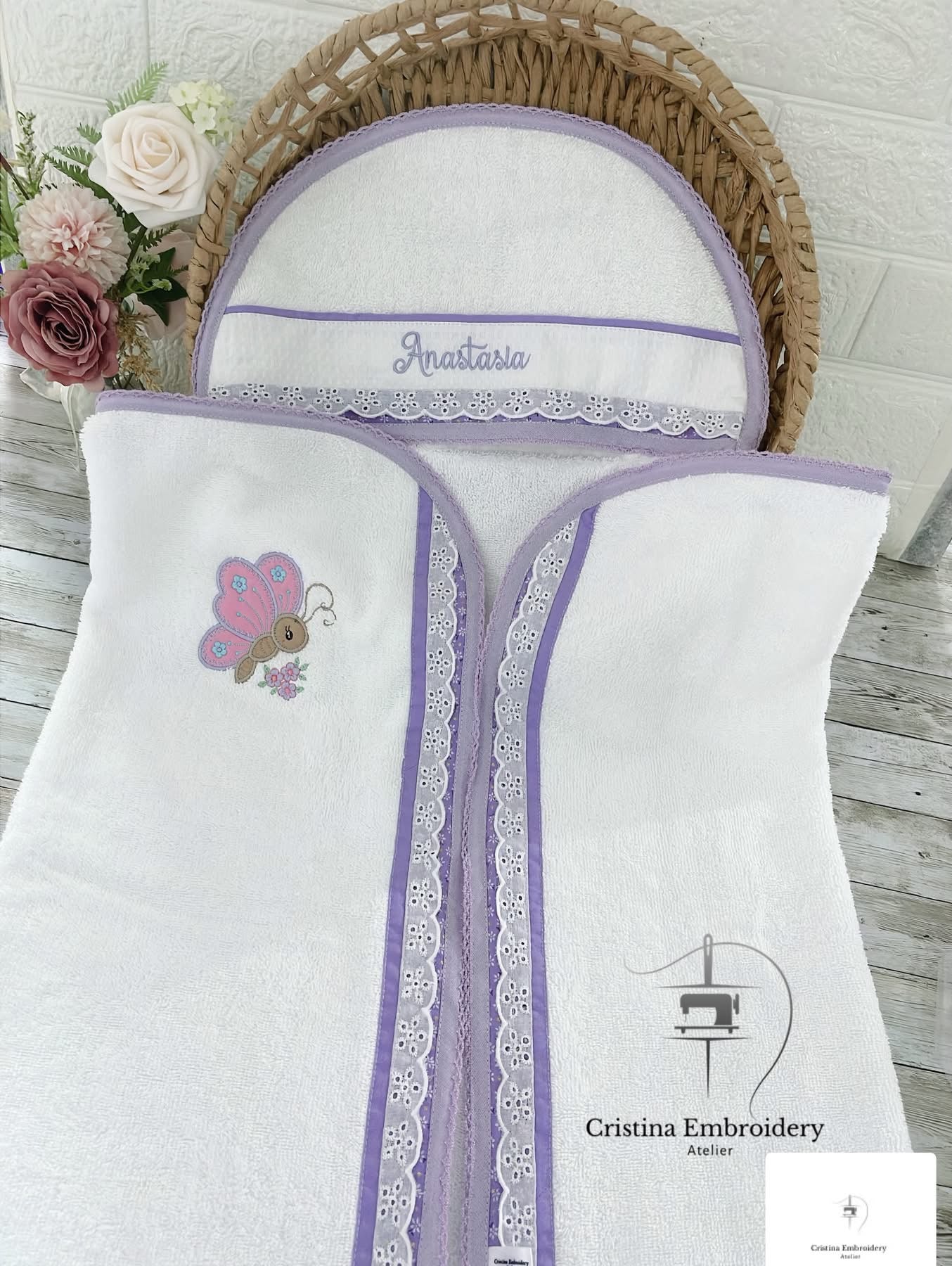 Toalha De Banho para Bebê Com Capuz Redondo/ Baby Round Hooded Bath Towel Handmade