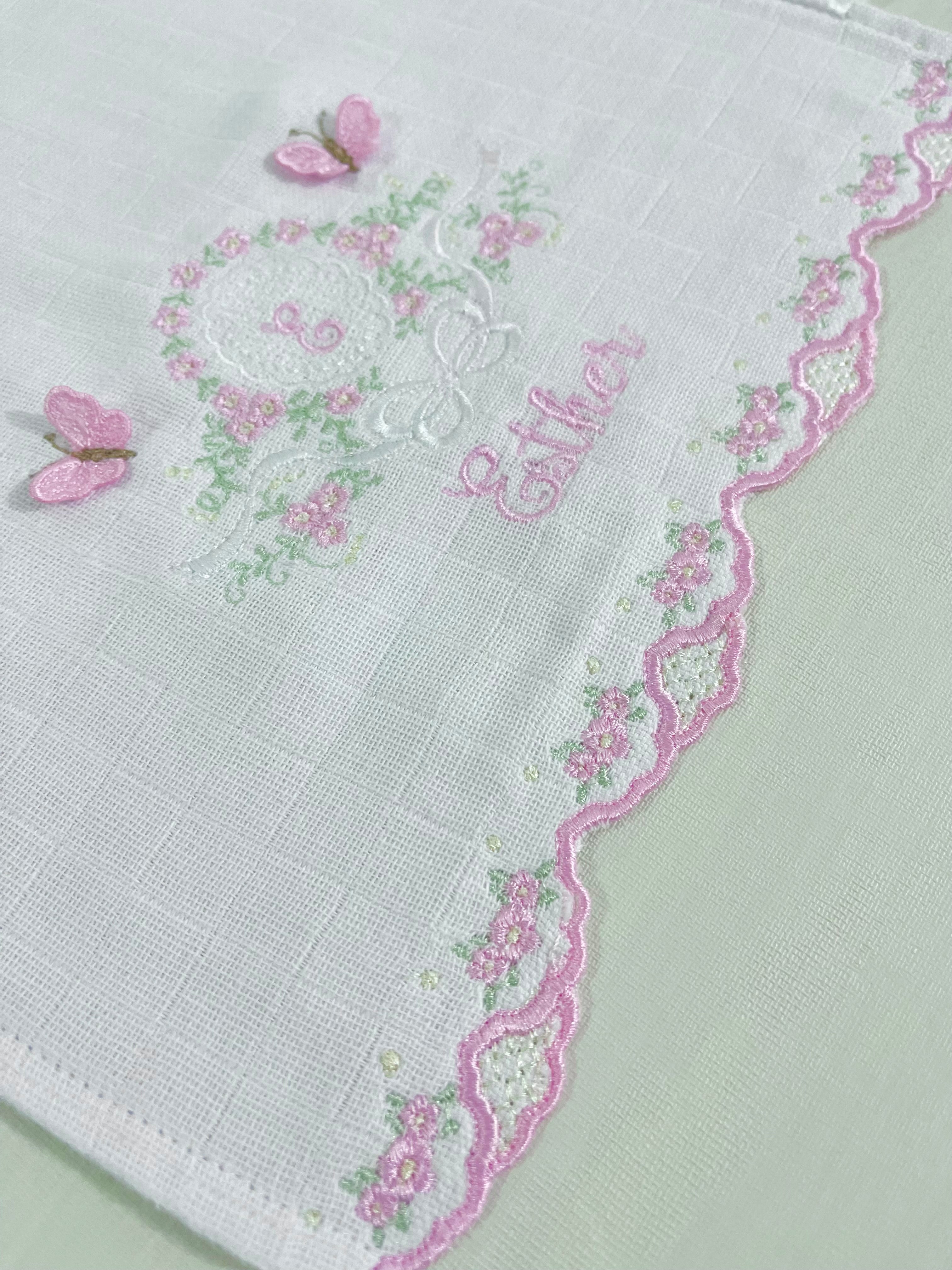 Fralda de Passeio para Bebê Bordada com Barrinha Bordada / Embroidery Burp Cloth 80cmx80cm