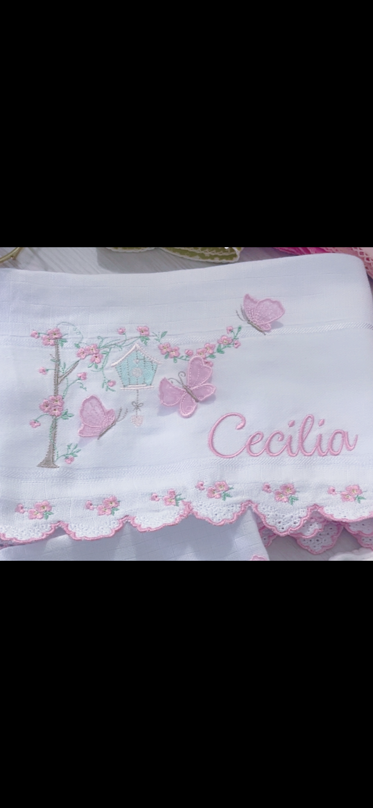 Fralda de Passeio para Bebê Bordada com Barrinha Bordada / Embroidery Burp Cloth