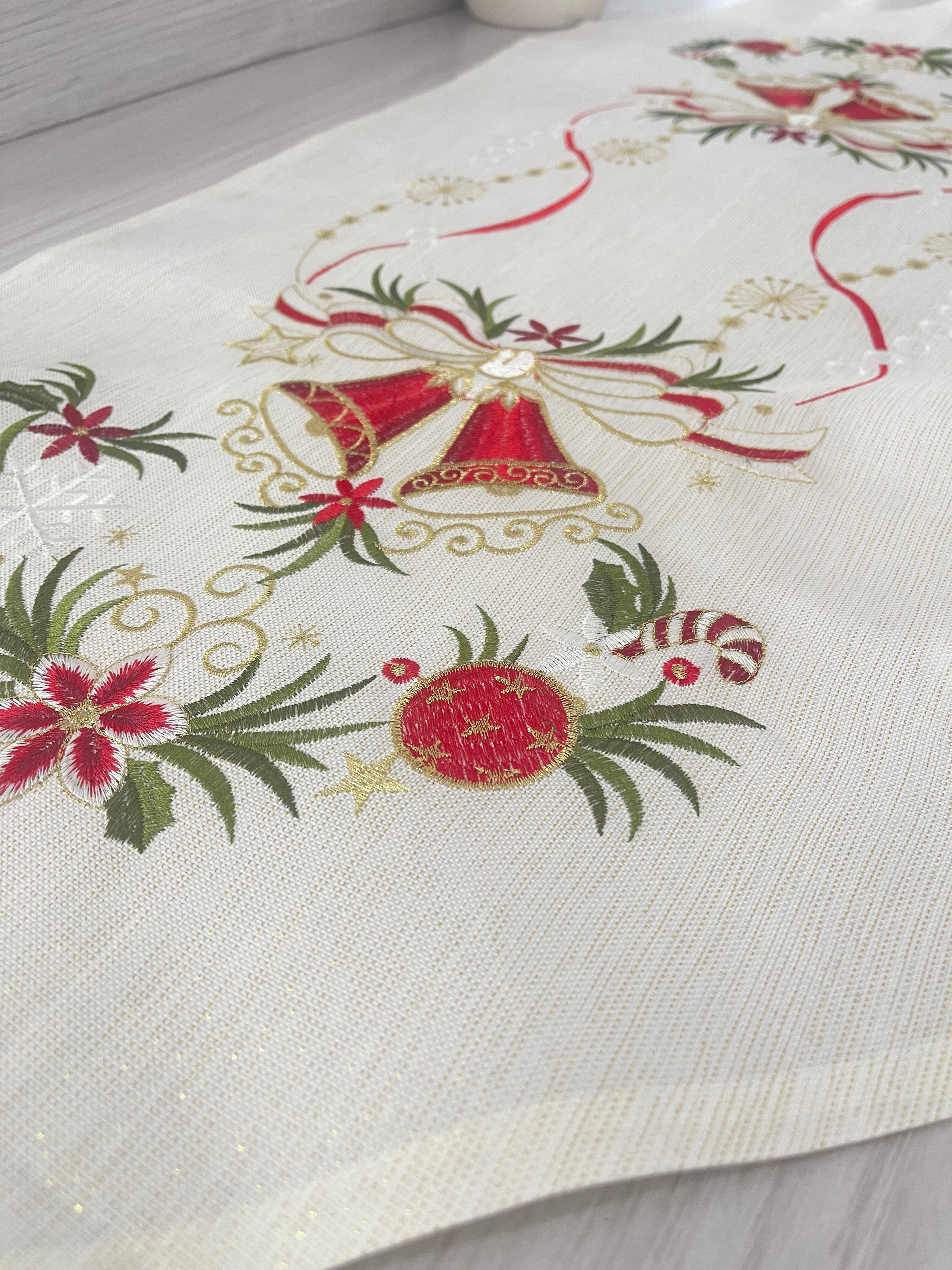 Table Runner Embroidery Jingles Ribbon( 40cmx1.05cm)