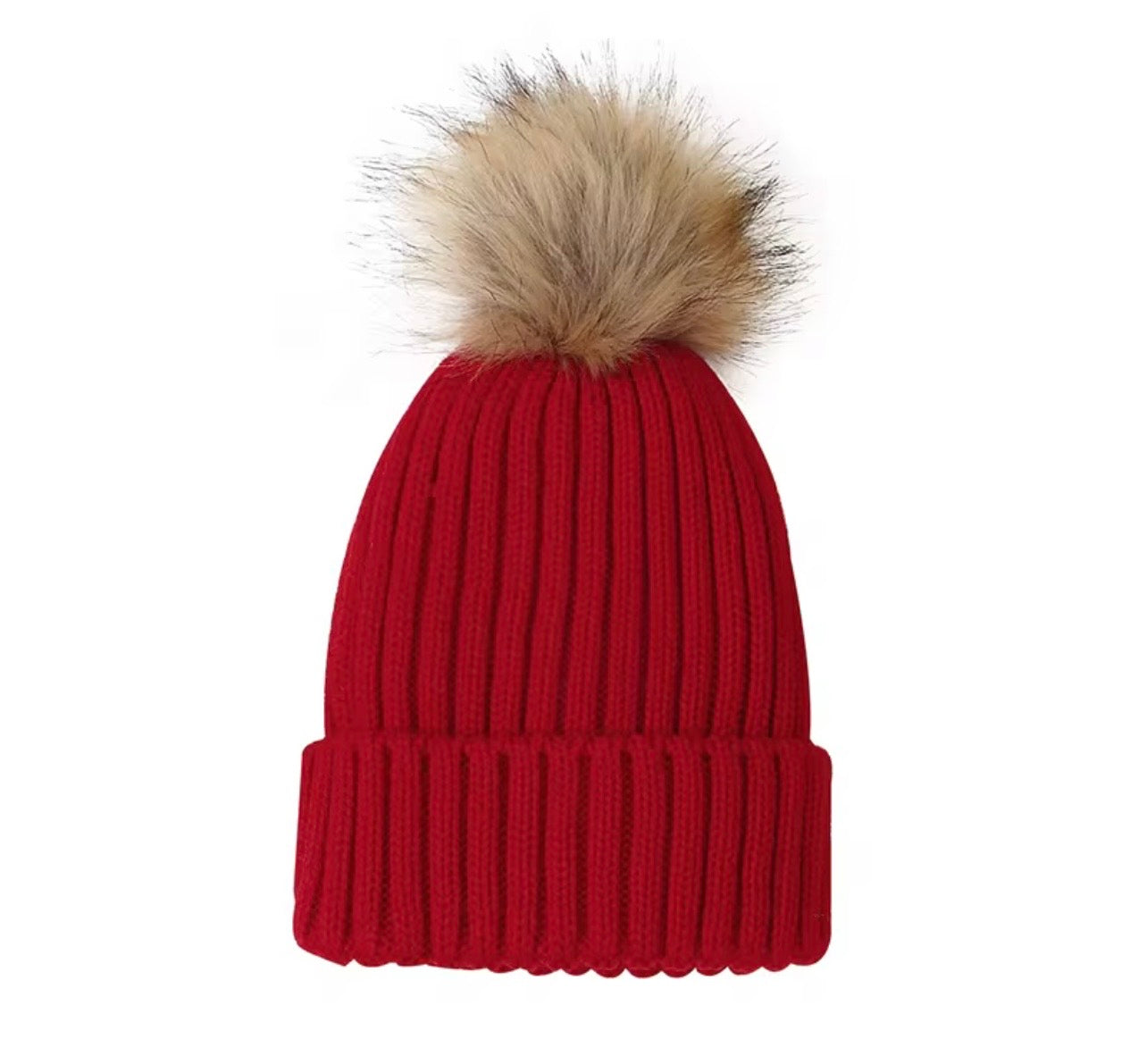 Baby Beanies Knitted with Pom Pom – Autumn & Winter ( Name Personalisation Available – Embroidered)