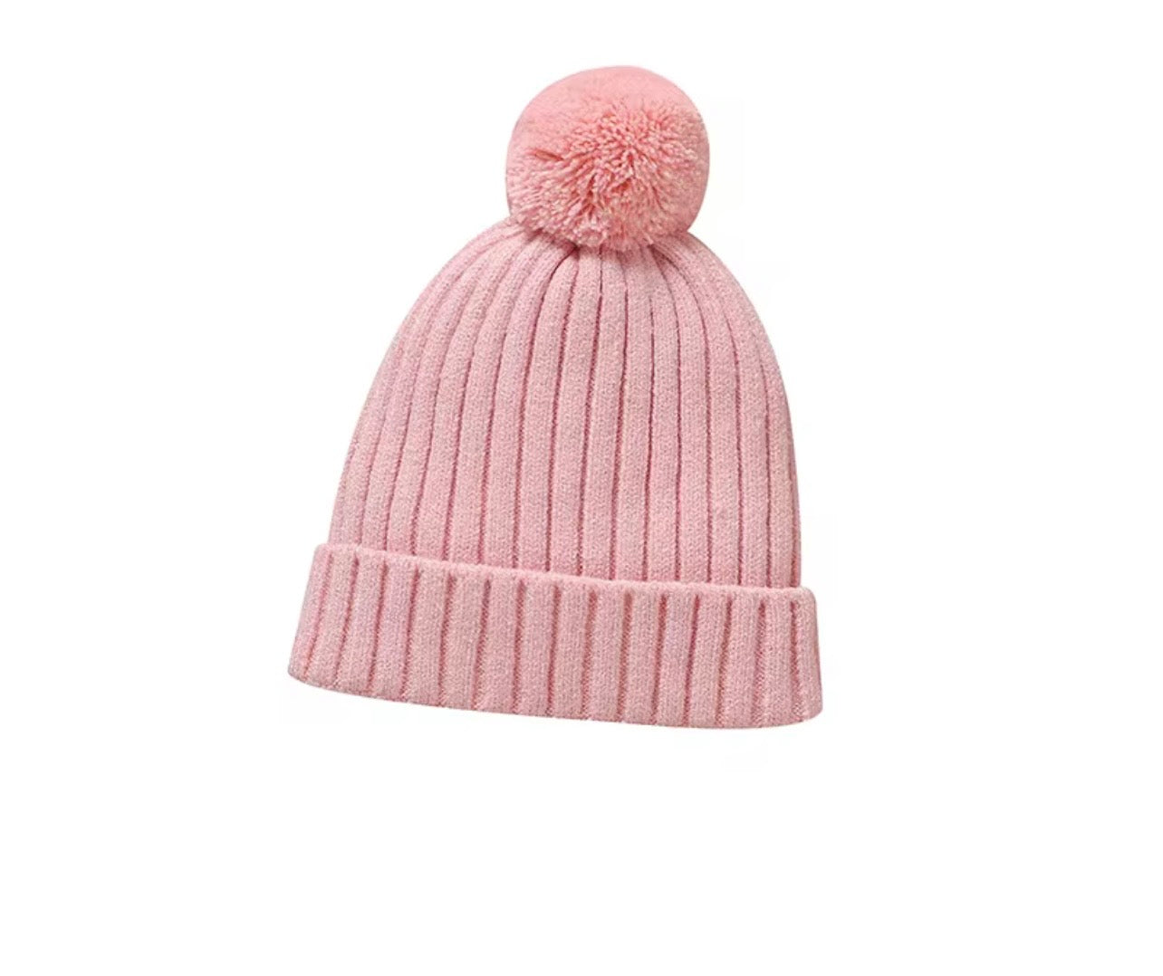 Baby Beanies Knitted with Pom Pom – Autumn & Winter ( Name Personalisation Available – Embroidered)
