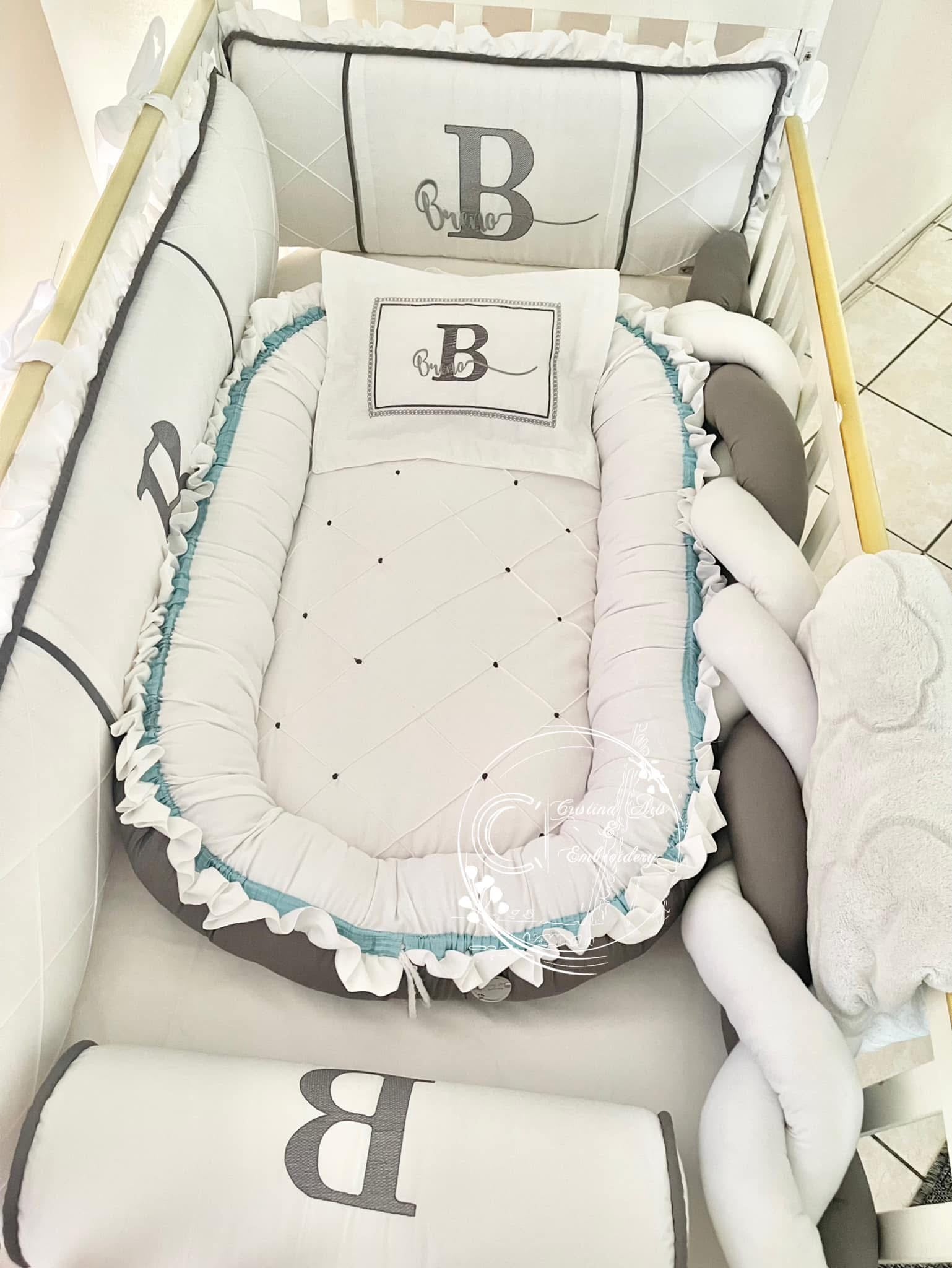 Made -To - Order Complete Customised Embroidered  Baby Crib Set - 9 Piece Luxury Collection (Contact us)