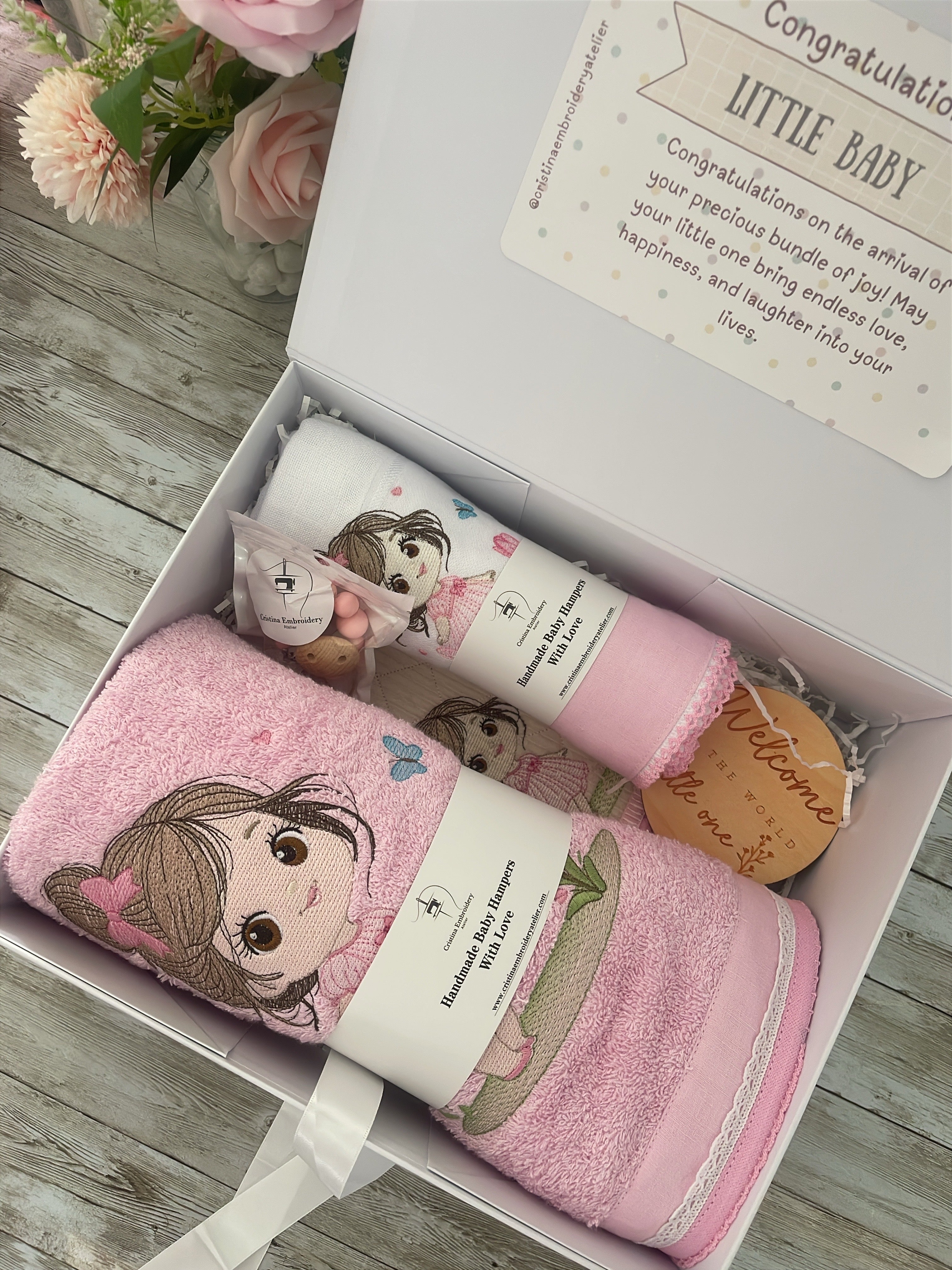 Gift Box Baby Girl Embroidery Classic - Sweet Little Girl in a Dress