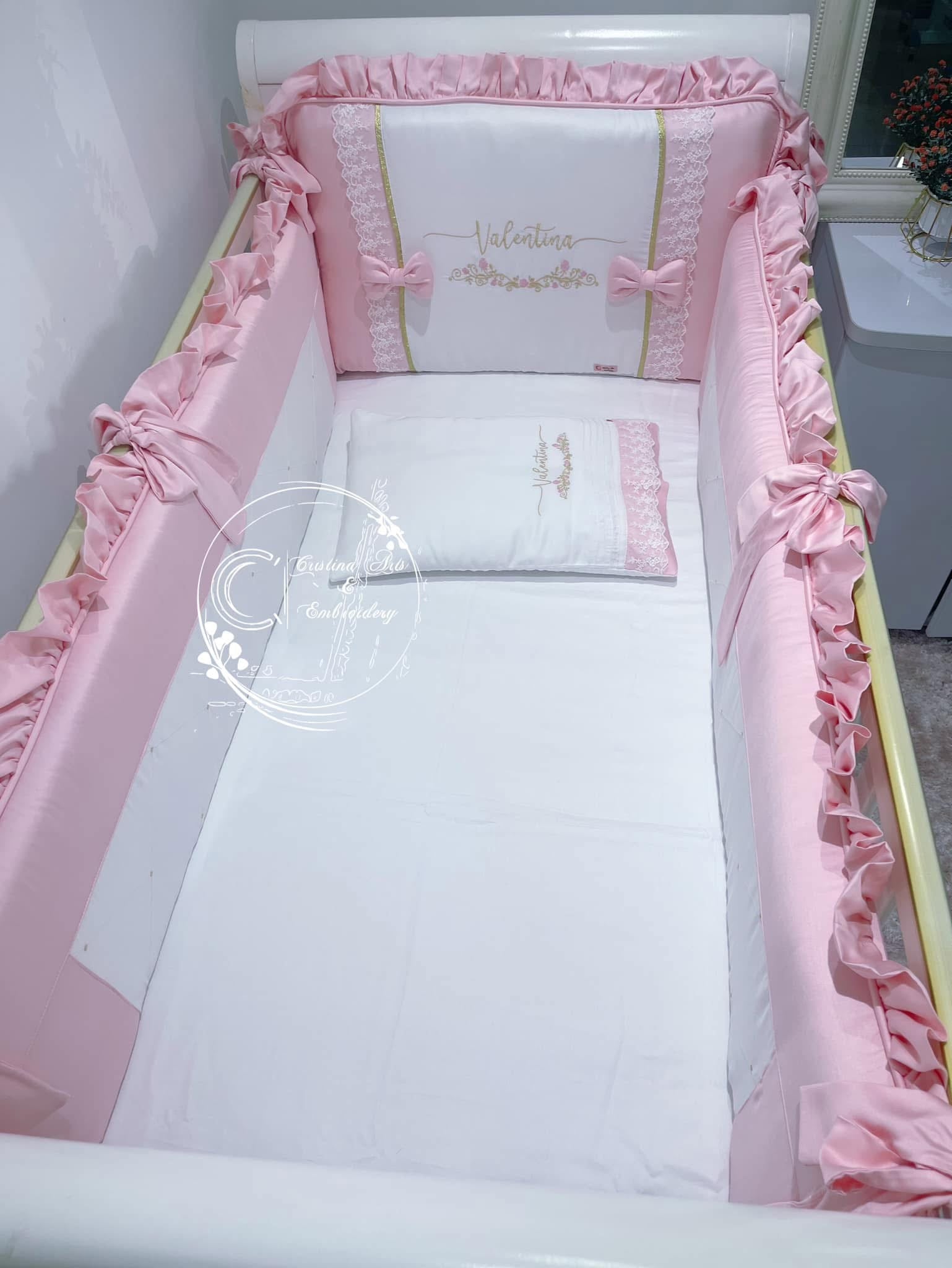 Made -To - Order Complete Customised Embroidered  Baby Crib Set - 9 Piece Luxury Collection (Contact us)