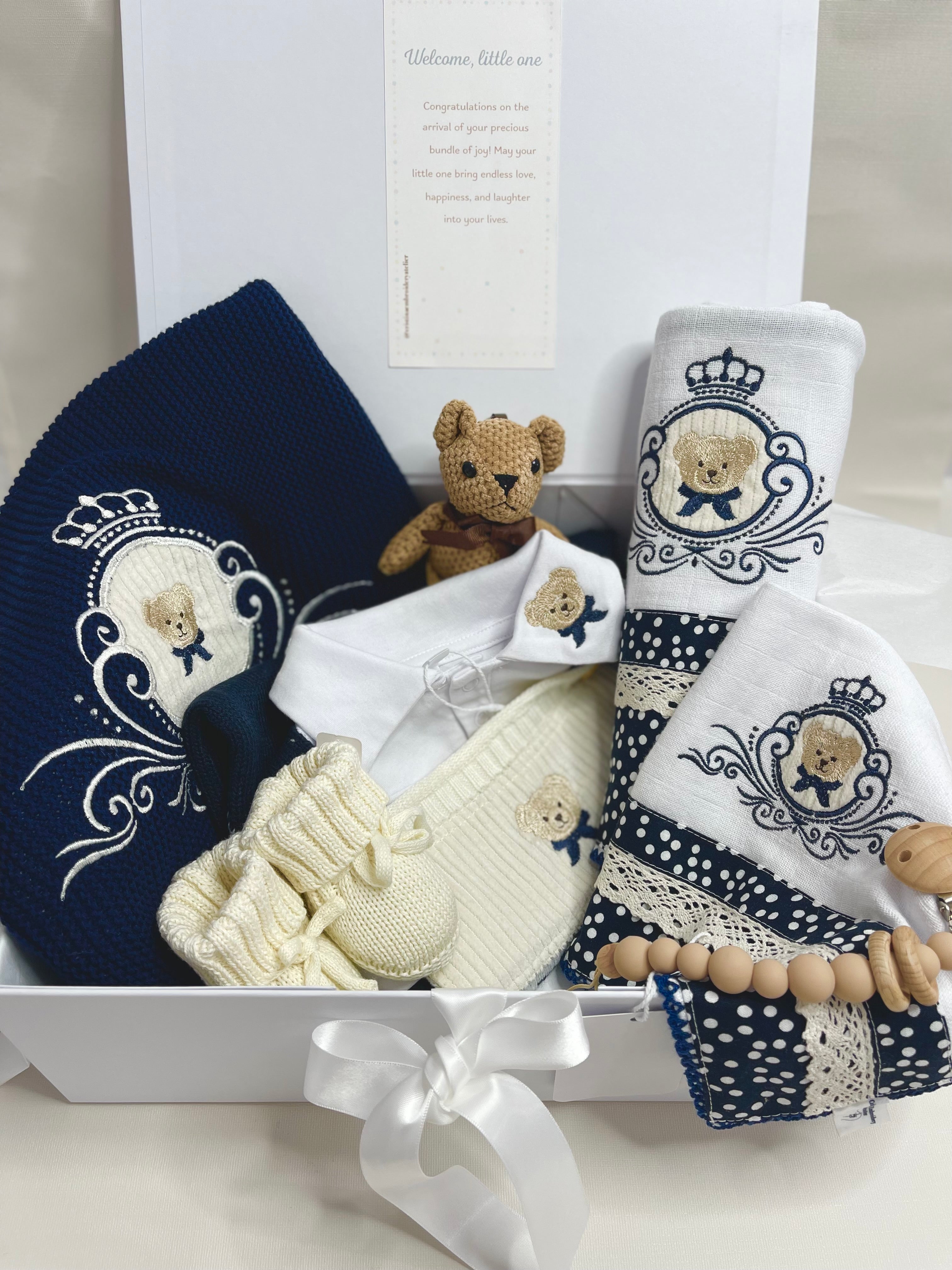 Navy Blue - Luxury - Gift Box Vaby Boy / Teddy Bear / 8 itens
