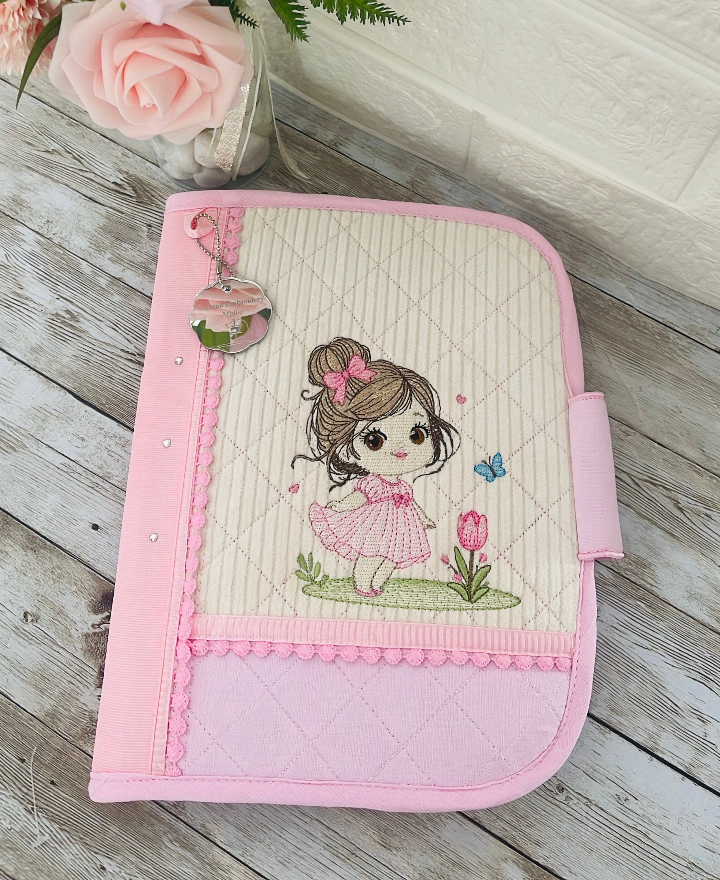 Gift Box Baby Girl Embroidery Classic - Sweet Little Girl in a Dress