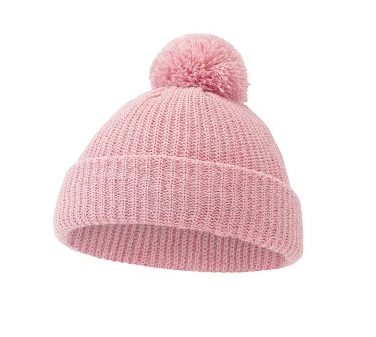 Baby Beanies Knitted with Pom Pom – Autumn & Winter ( Name Personalisation Available – Embroidered)