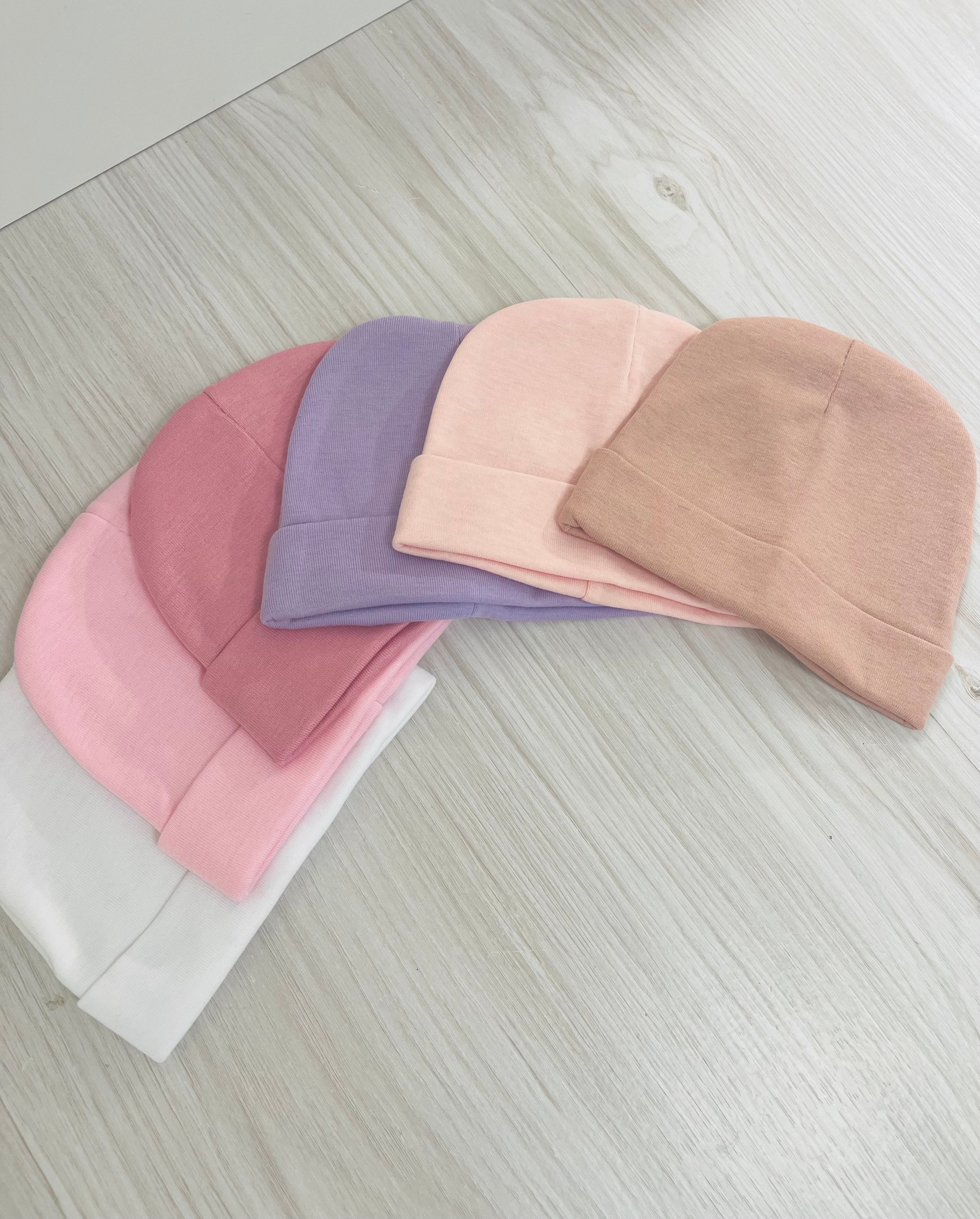 Newborn Beanies Cotton Jersey for Personalisation (Name Personalisation Available – Embroidered)