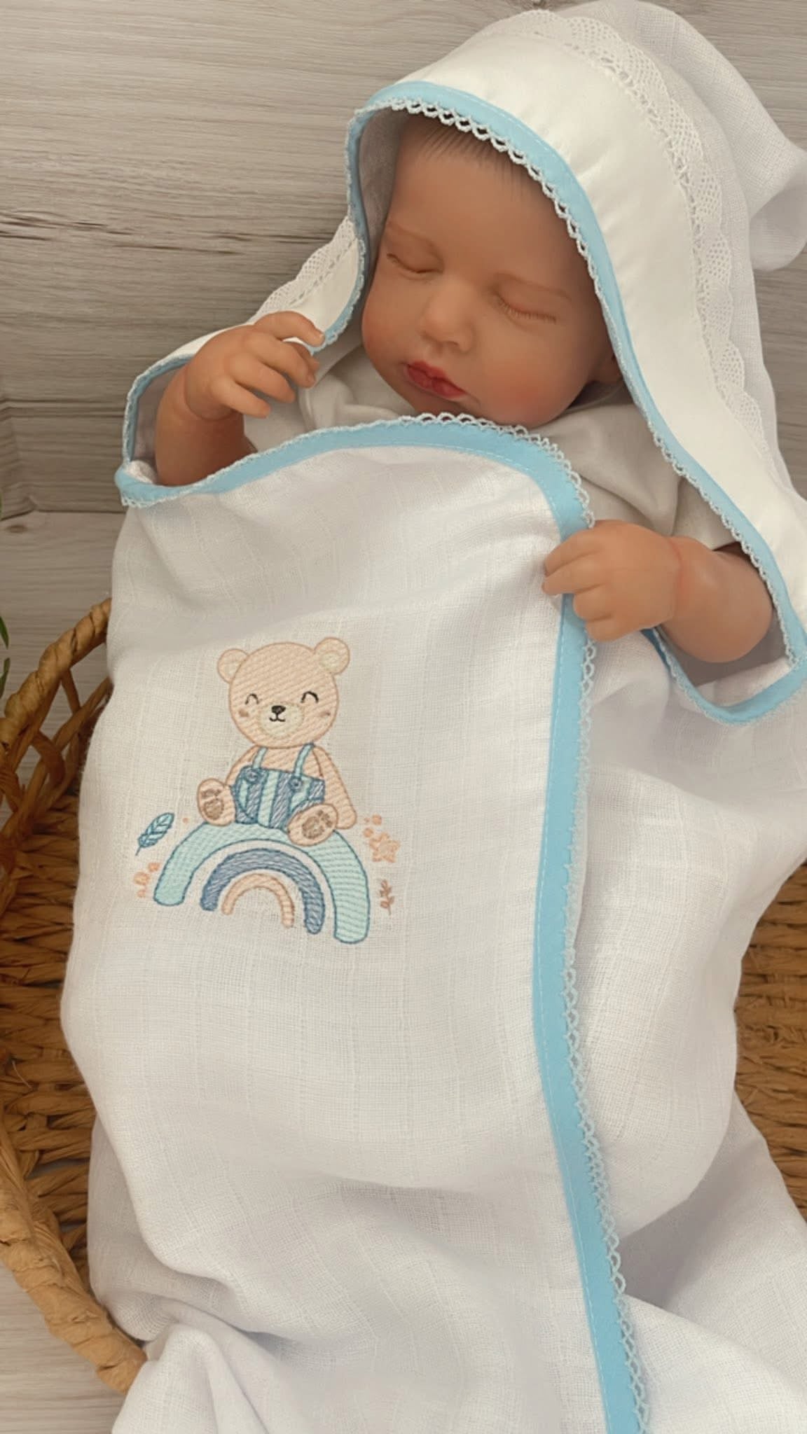 Toalha Fralda para bebê com Capuz Personalizada