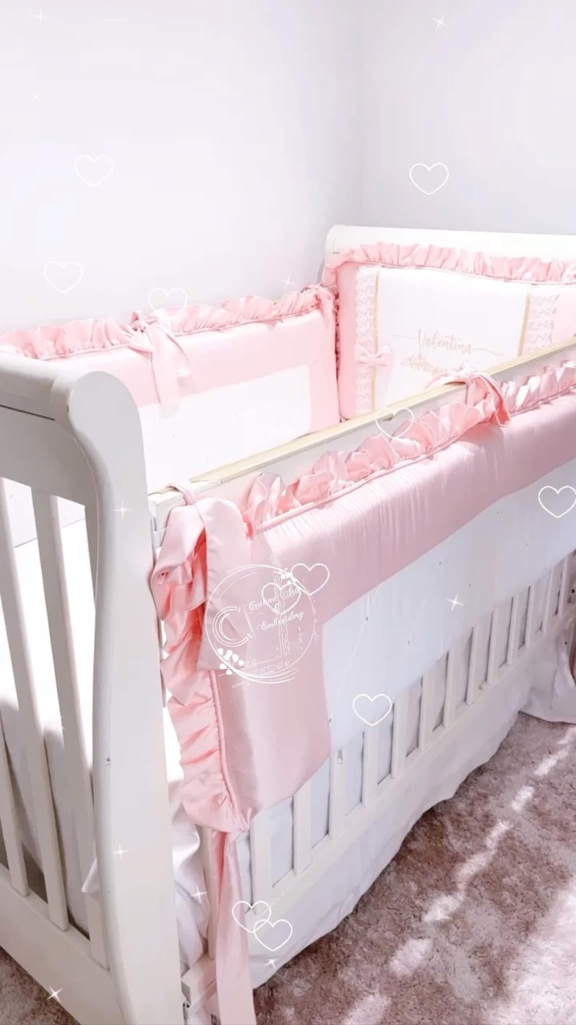 Made -To - Order Complete Customised Embroidered  Baby Crib Set - 9 Piece Luxury Collection (Contact us)