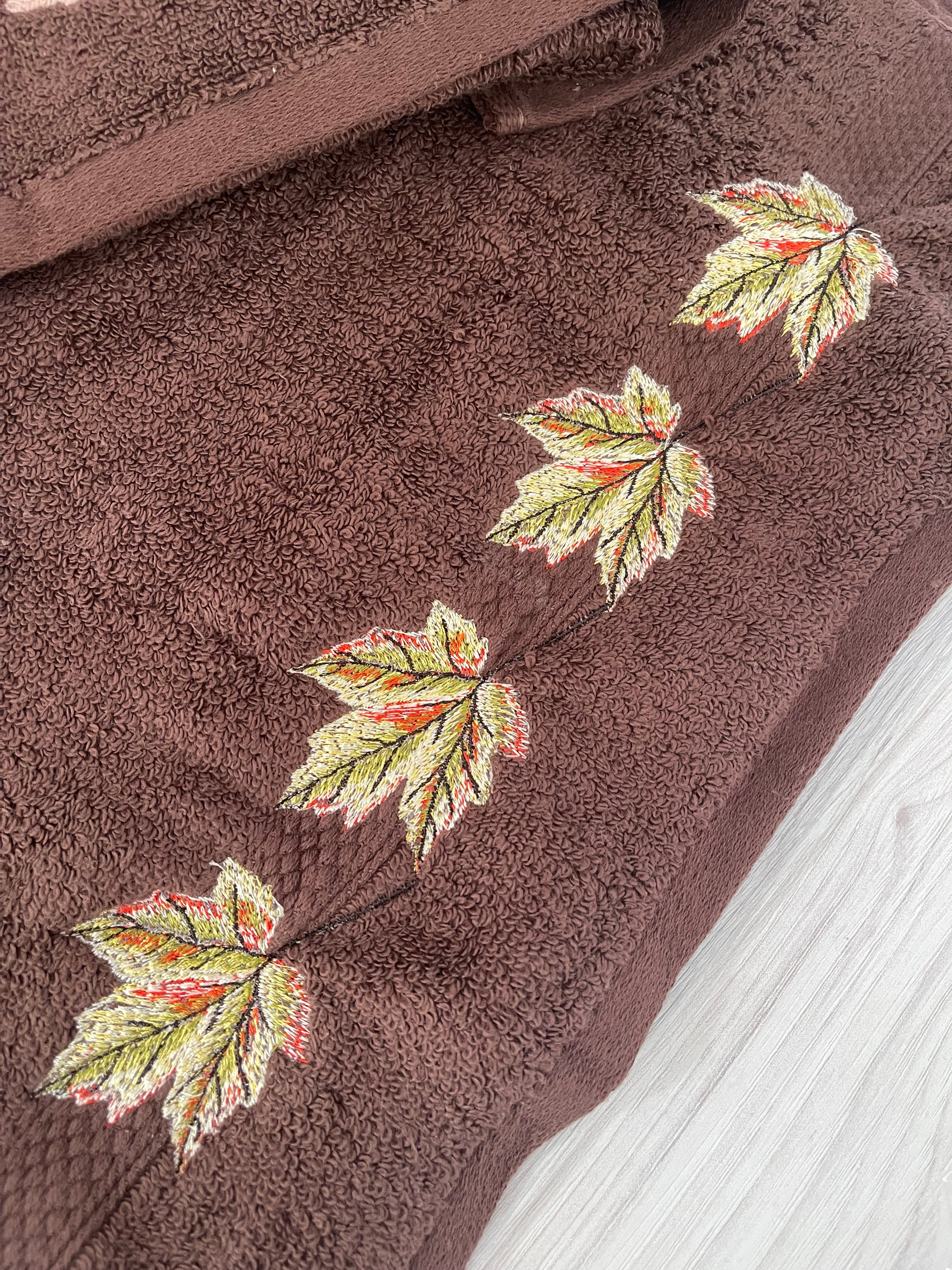 Brown Hand Towels kit 2 pcs Dry Leaves