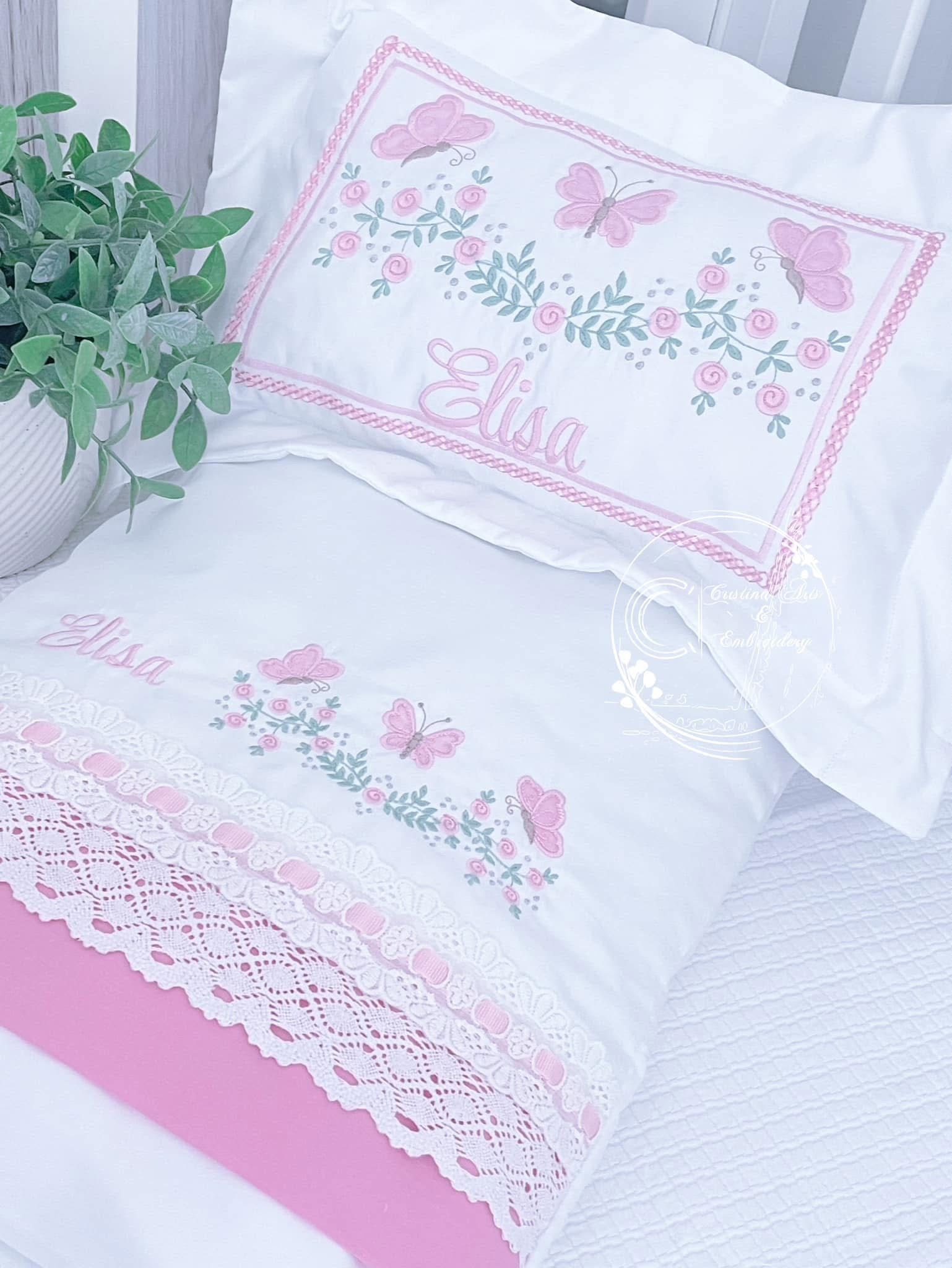 Pillow And Pillowcase - Personalised Embroidered | Decoration Baby Cushion (Only Order)