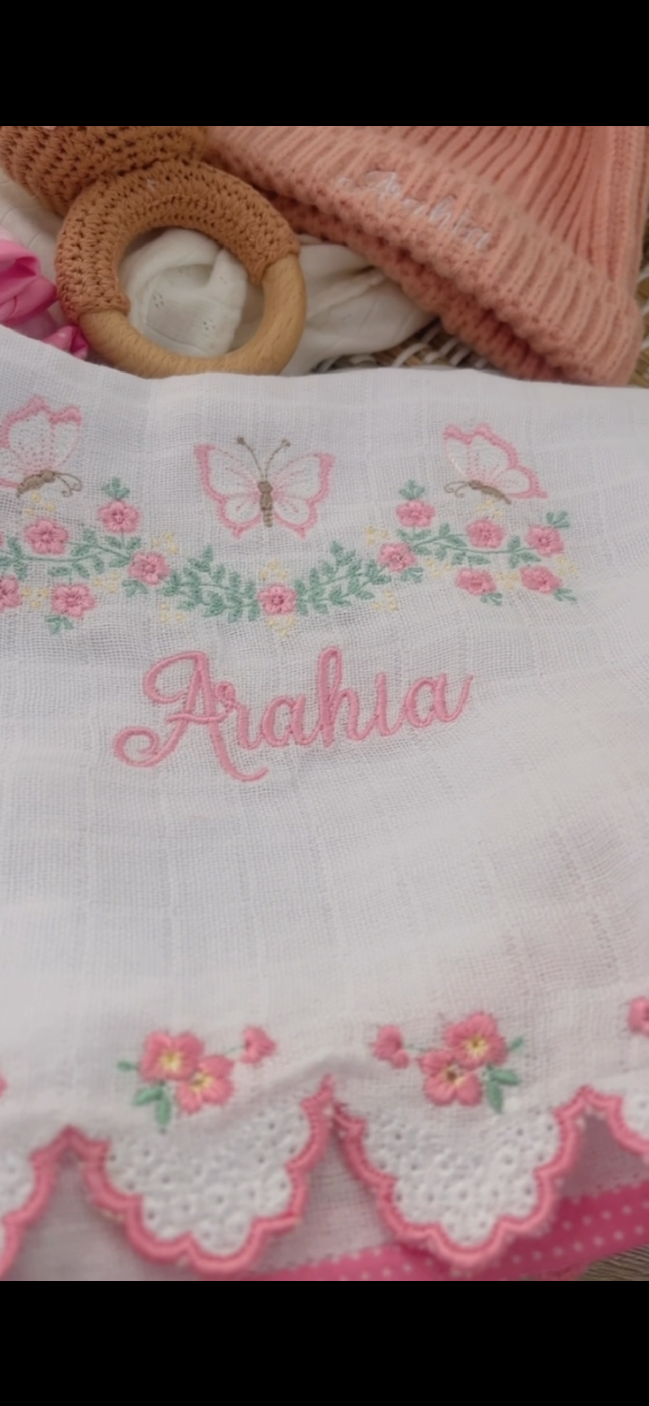Fralda de Passeio para Bebê Bordada com Barrinha Bordada / Embroidery Burp Cloth