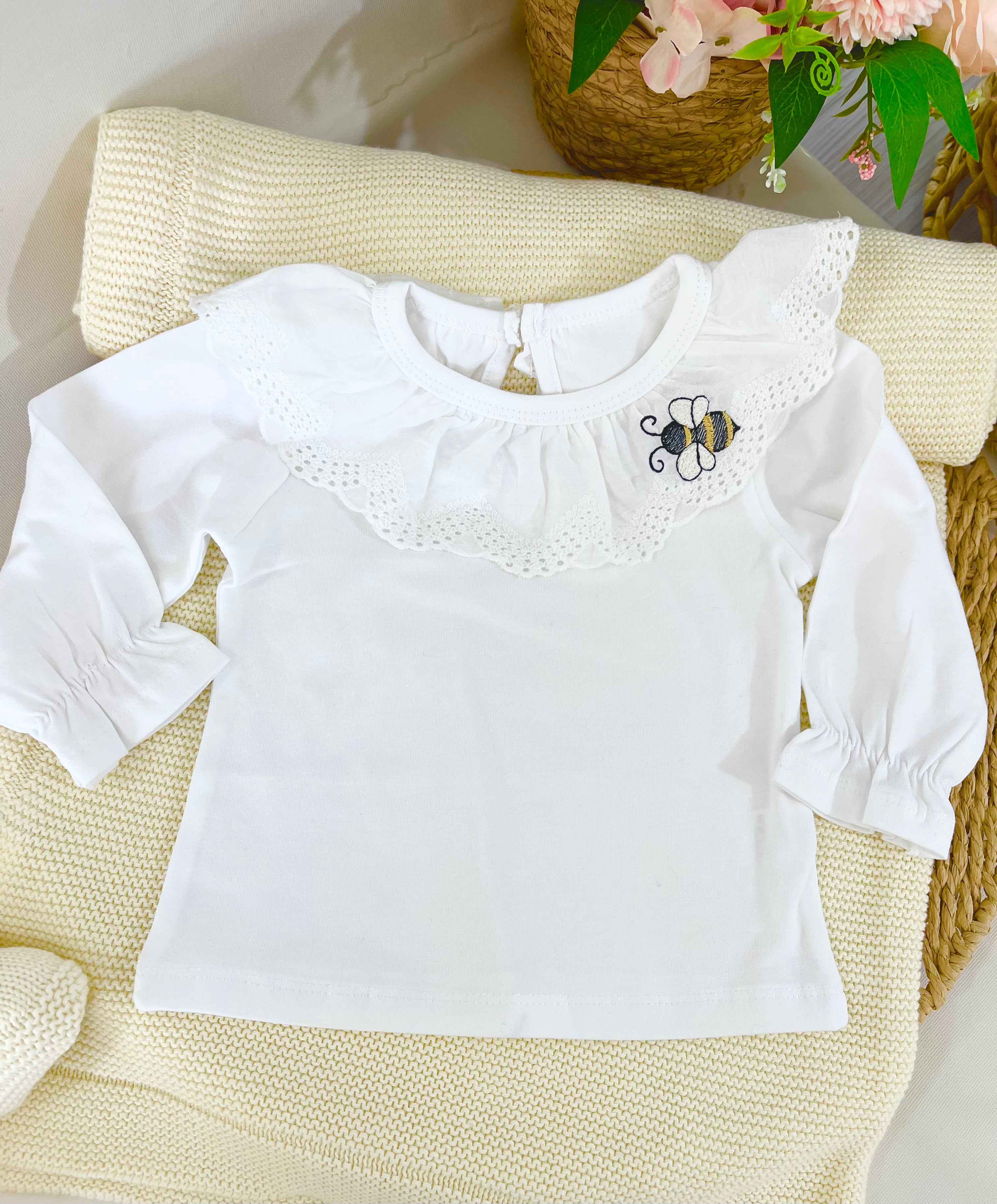 Baby Girl Outfit – Mustard Bee Knit Set 0-3 Months | 6 pcs