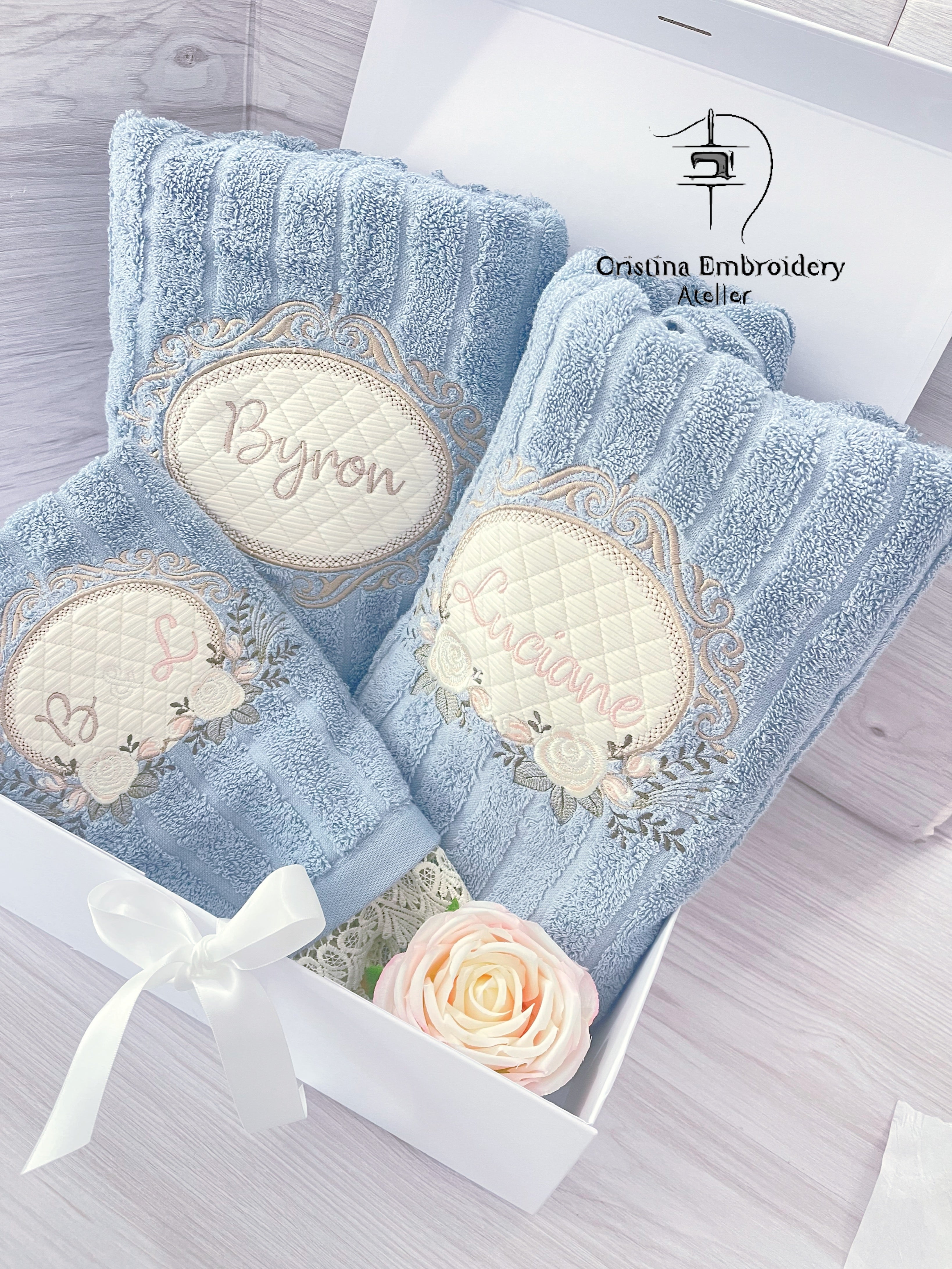 Gift Box Embroidery Towels -Set - Only Order | Name