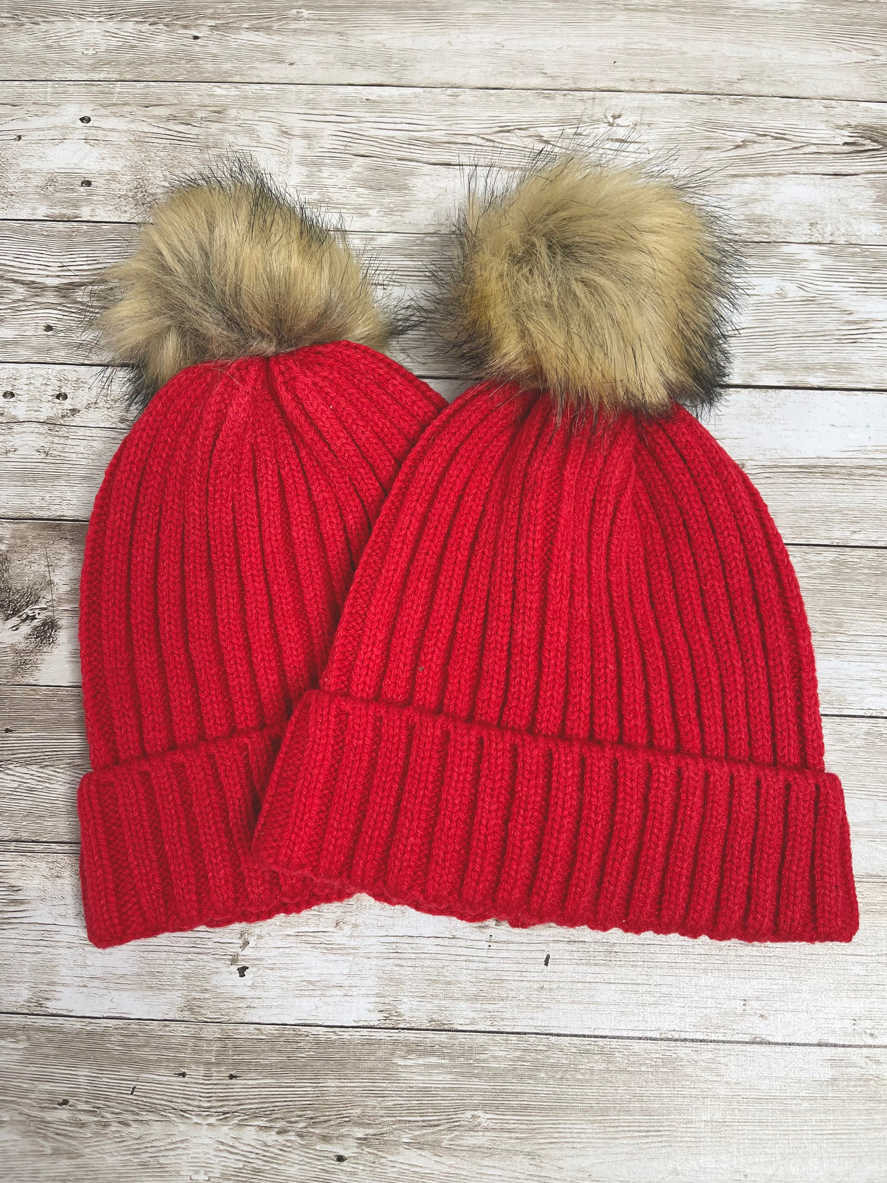 Red Baby Beanie knitted (6-12 months)