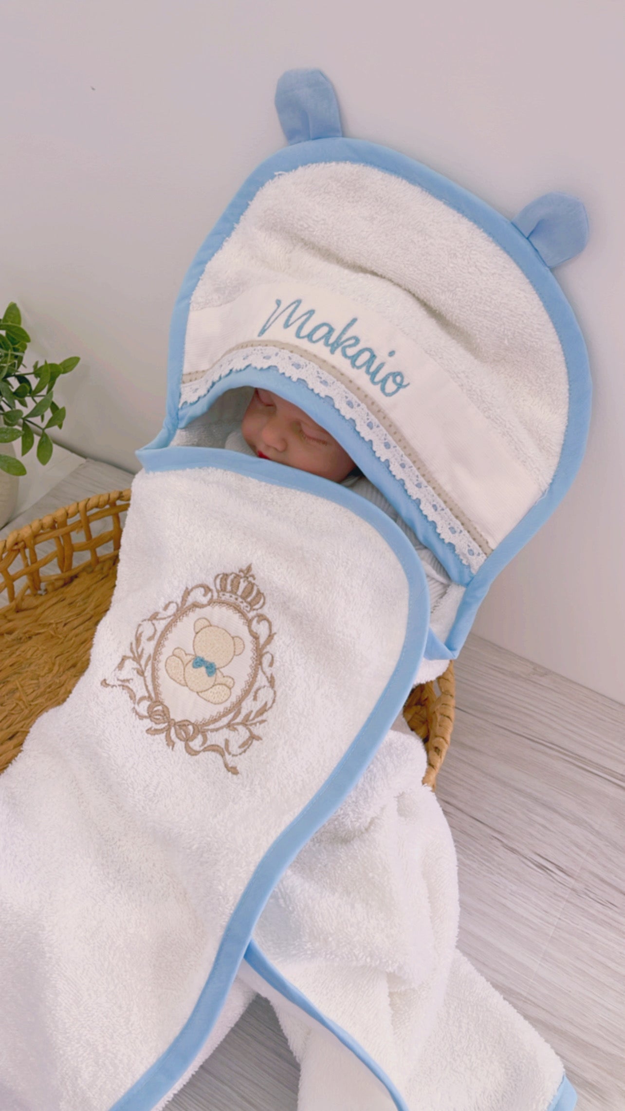 Embroidered Baby Gift Box – Handcrafted Hamper with 7 Essentials - Luxury Teddy Bear