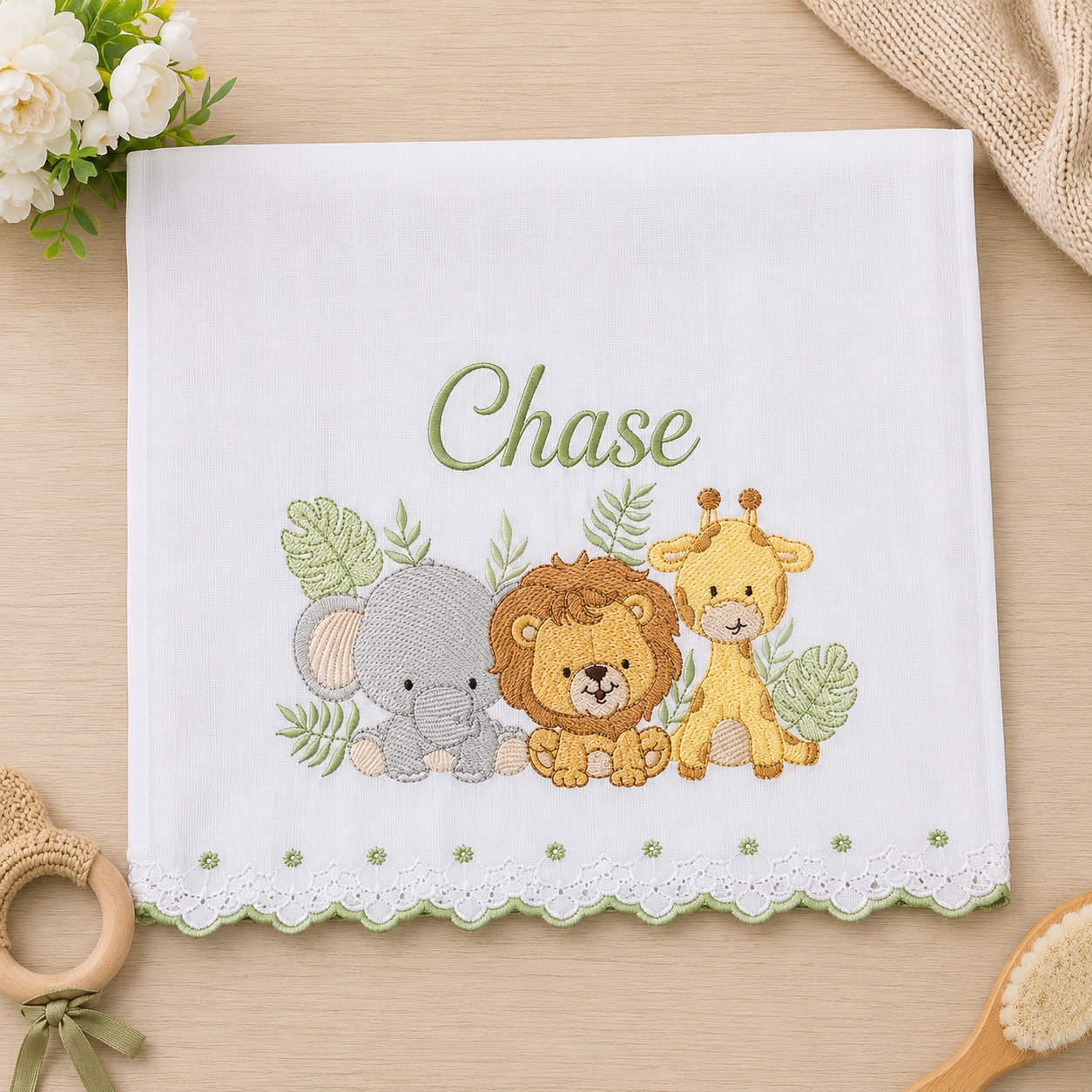 Fralda de Passeio para Bebê Bordada com Barrinha Bordada / Embroidery Burp Cloth