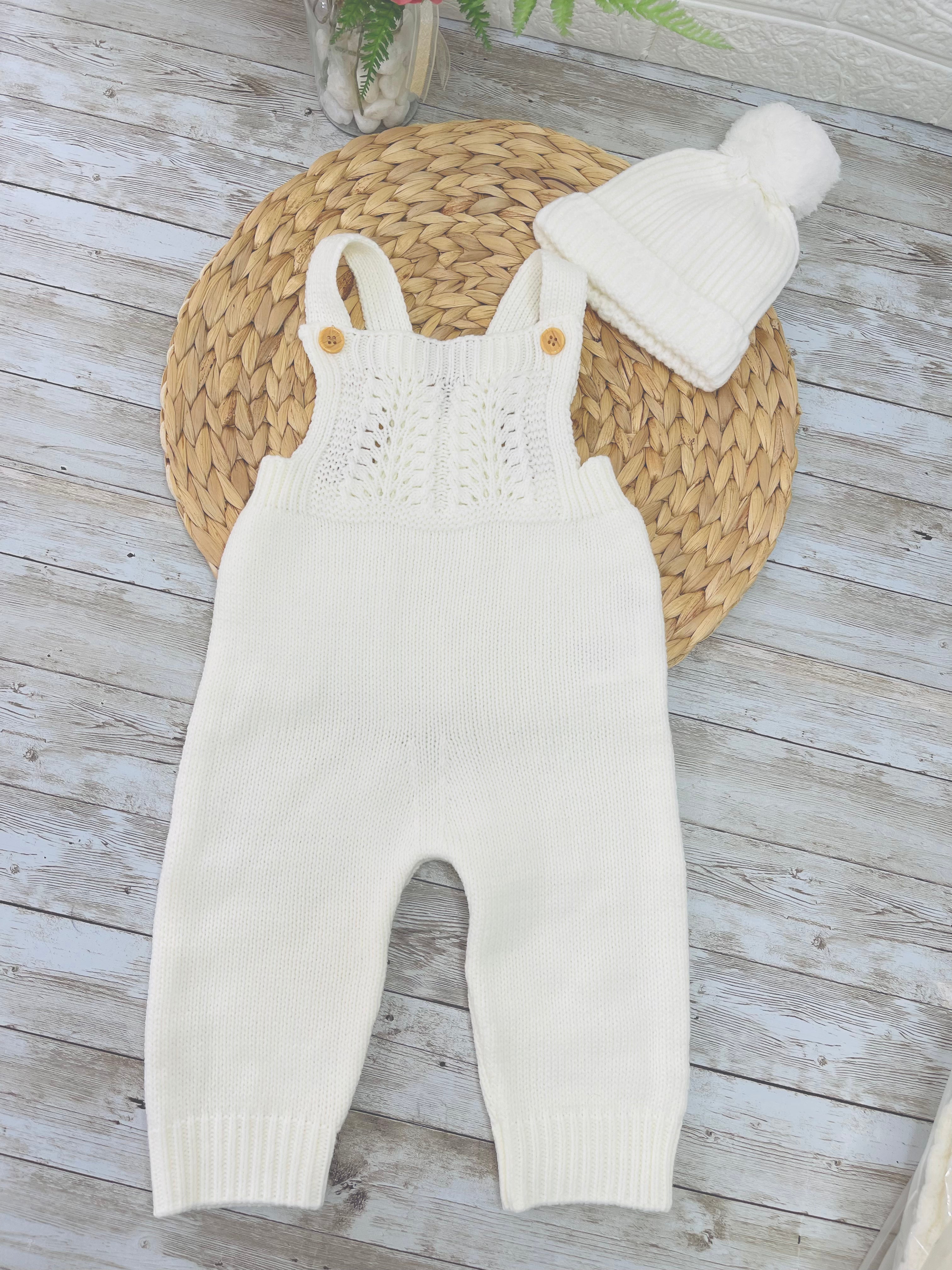 White Baby Romper with Hat 3-6 Months