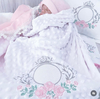 Baby - Embroidery Set - Blanket Pillow, Cover Shoulder Rosé