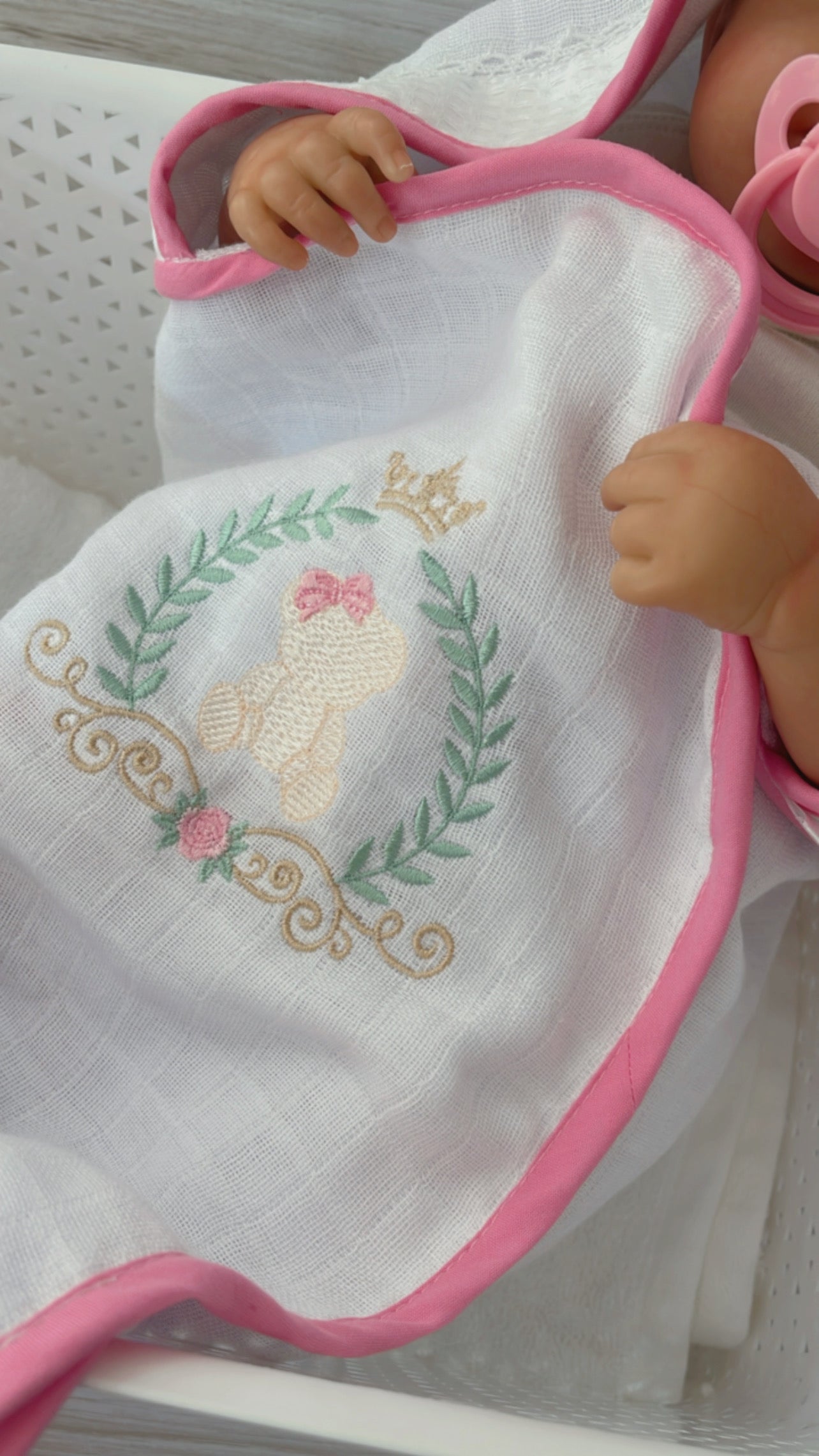 Embroidered Baby Gift Box – Handcrafted Hamper with 7 Essentials - Teddy Bear Branches