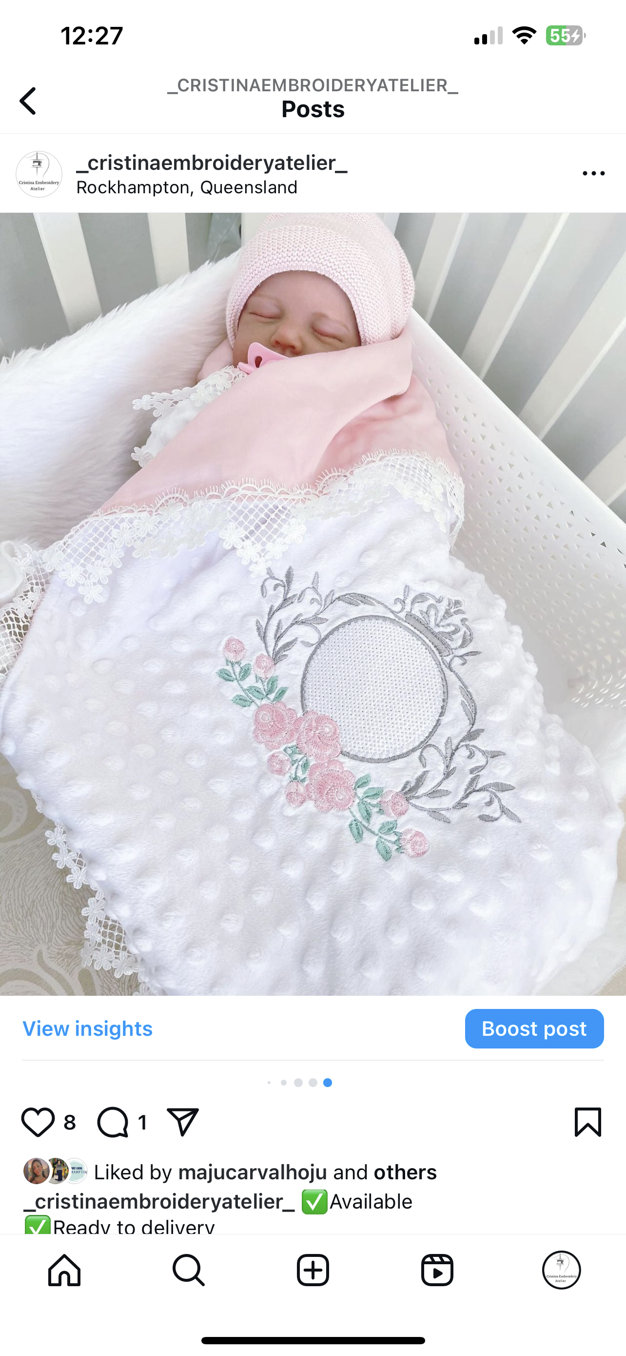 Baby - Embroidery Set - Blanket Pillow, Cover Shoulder Rosé