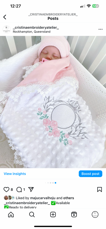 Baby - Embroidery Set - Blanket Pillow, Cover Shoulder Rosé