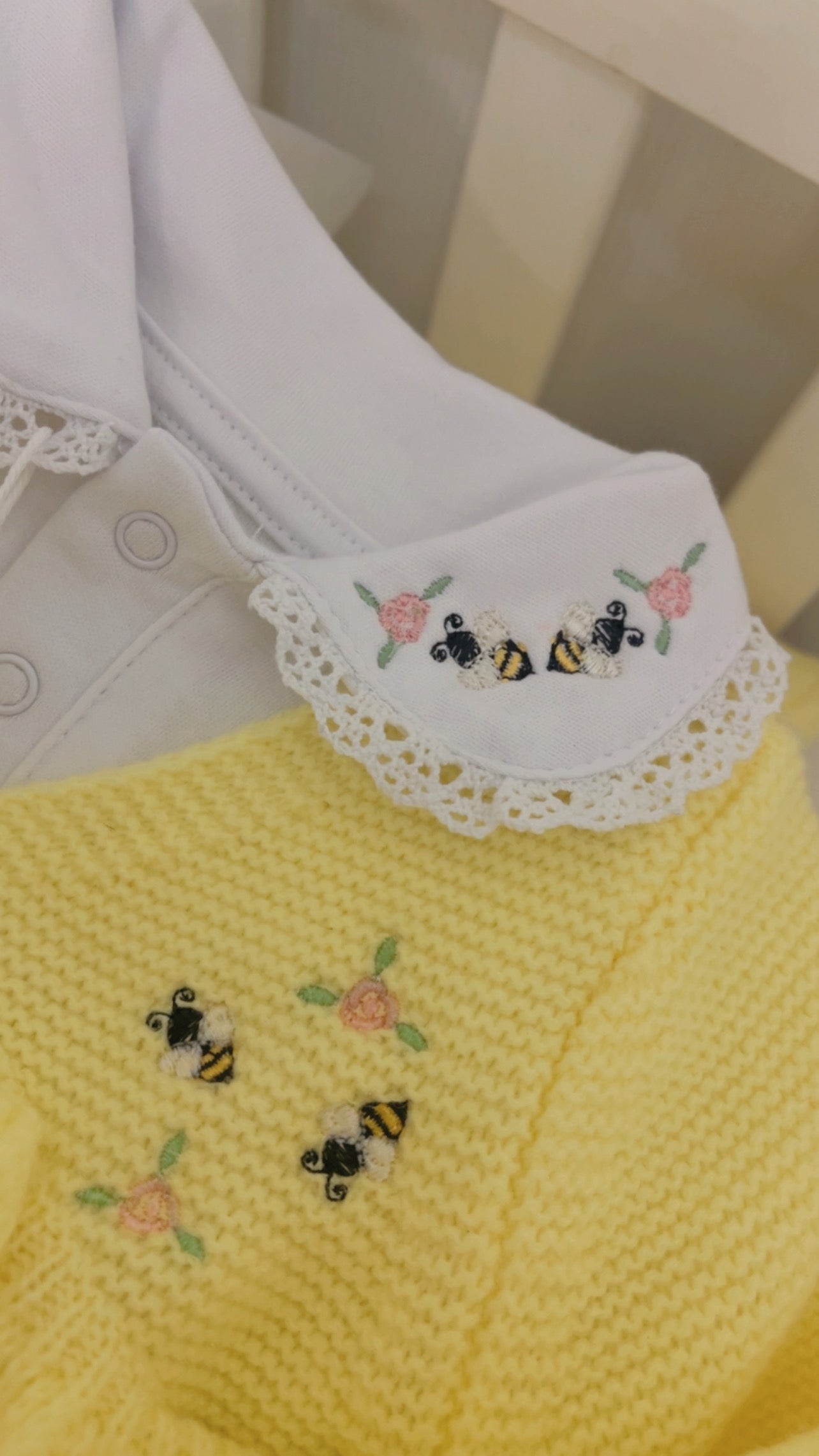 Bee Baby Girl Outfit – Yellow Knitted Set 4 pcs