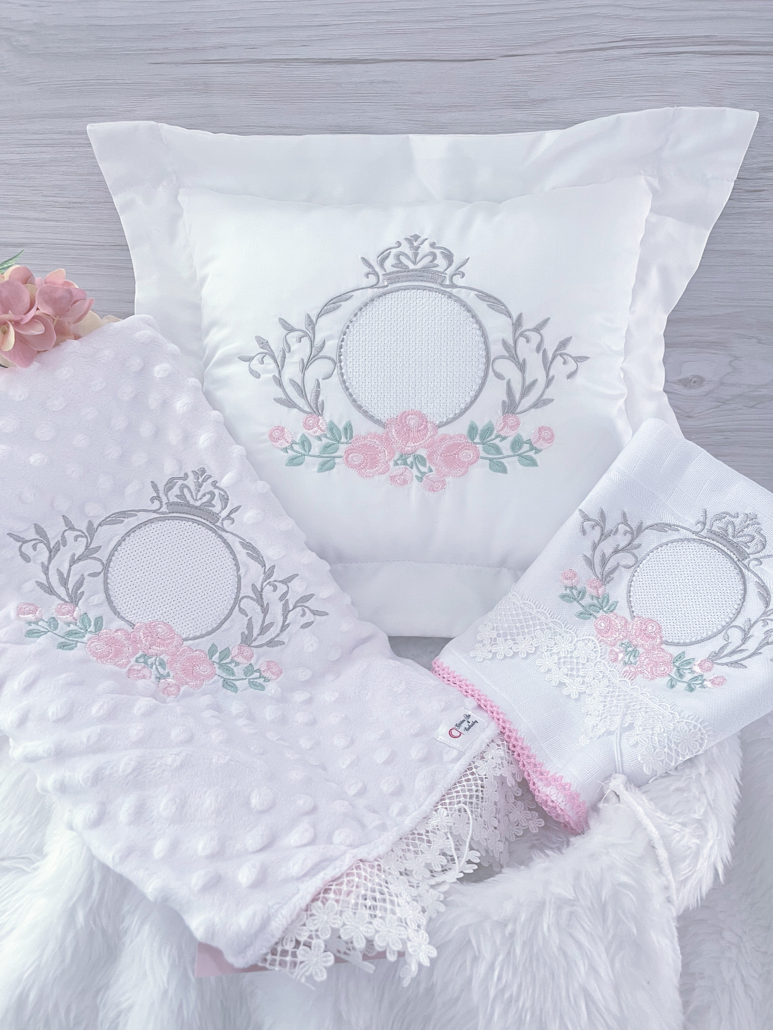 Pillow And Pillowcase - Personalised Embroidered | Decoration Baby Cushion (Only Order)