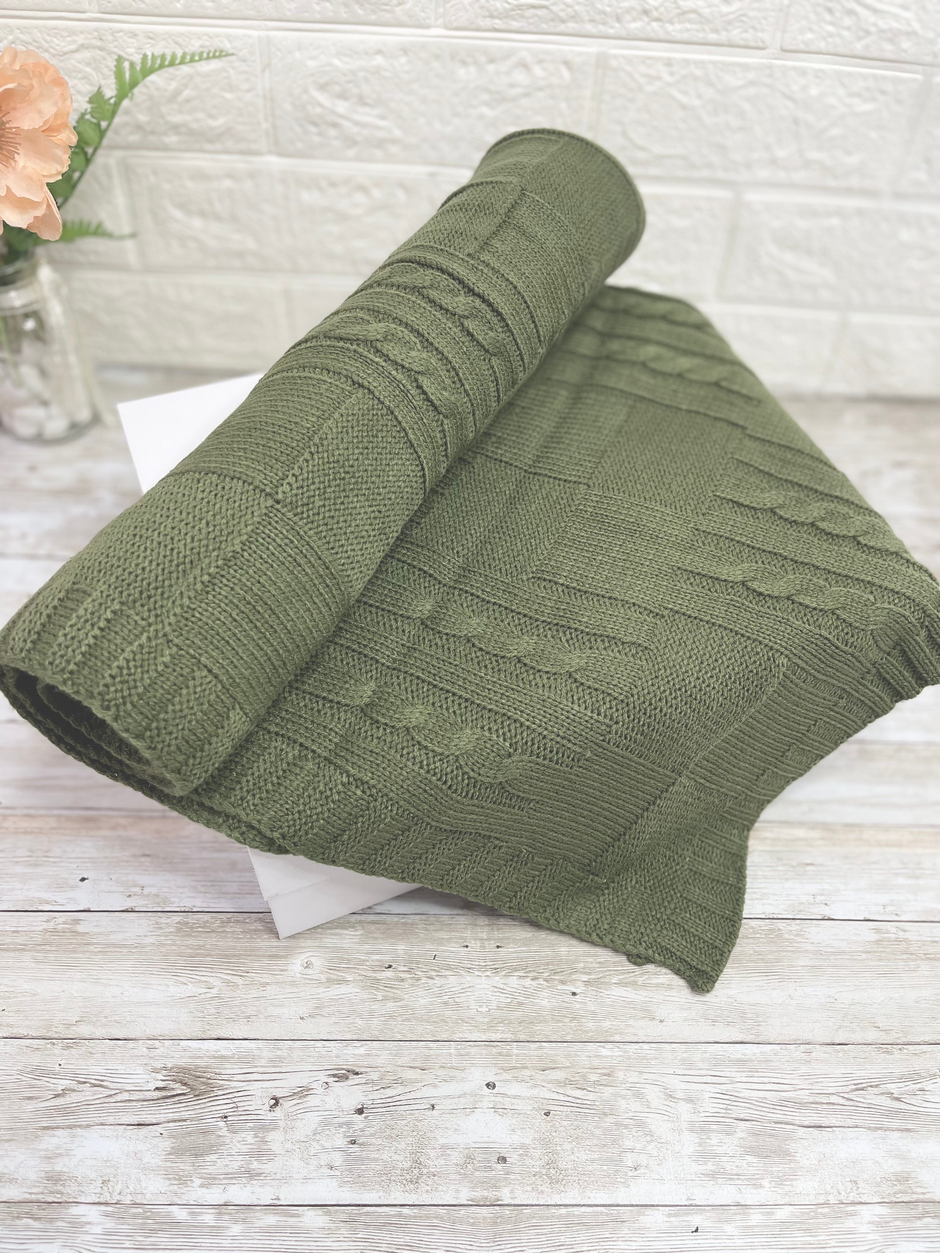 Olive Green - Luxury Baby Blanket Knitted