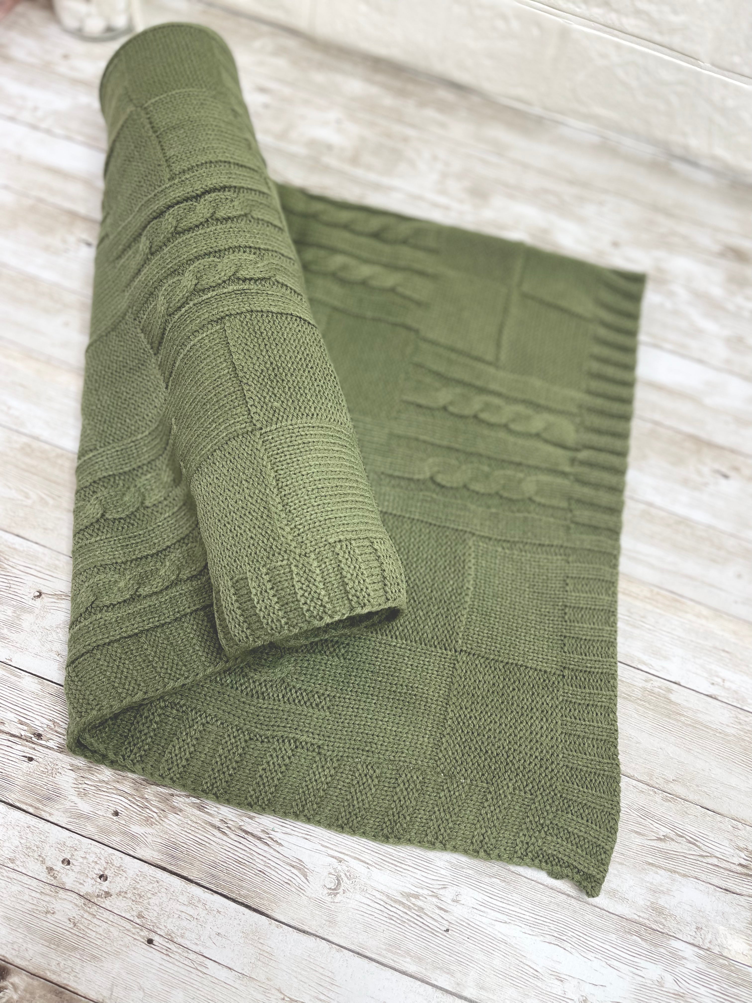 Olive Green - Luxury Baby Blanket Knitted