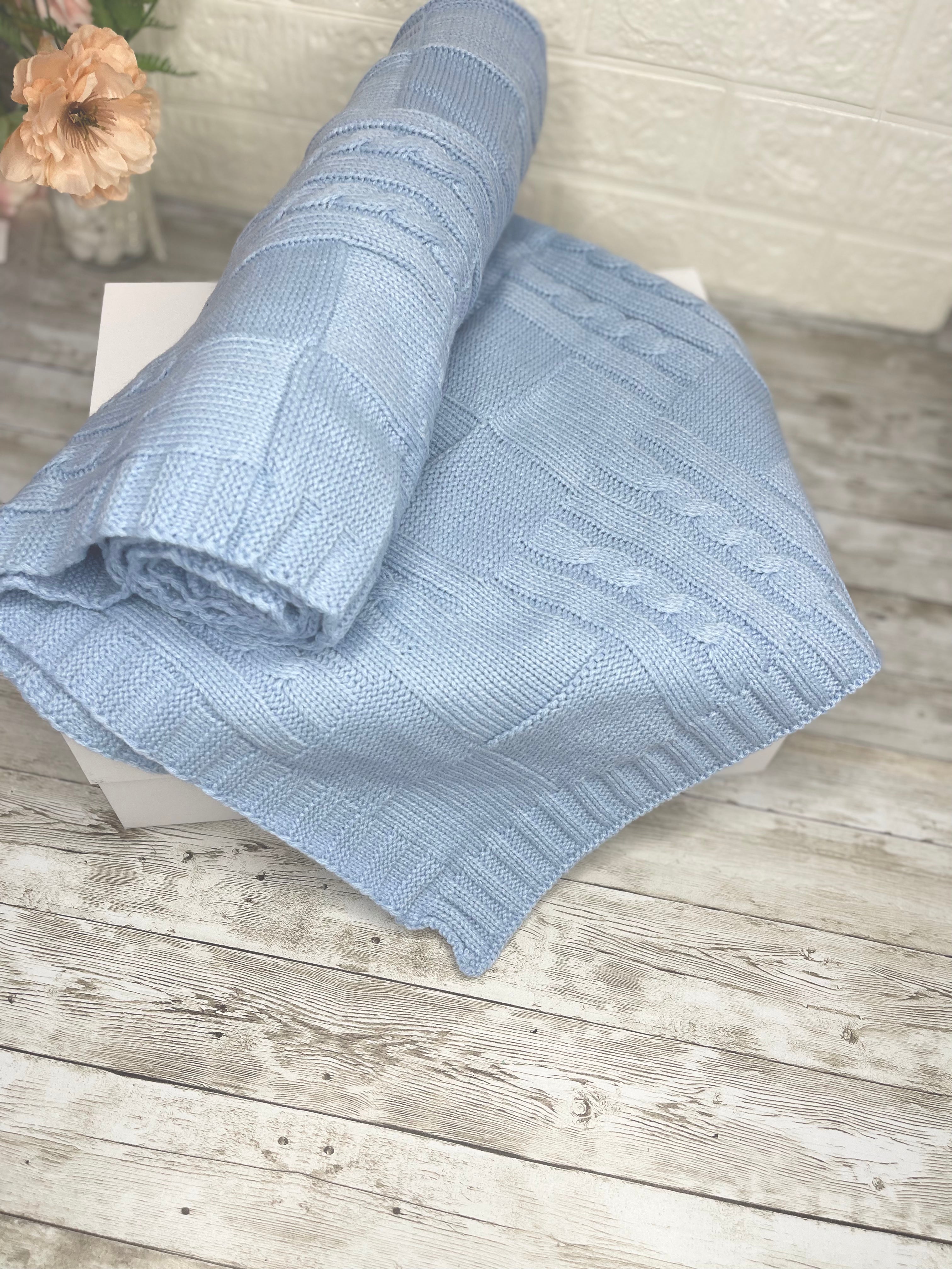 Baby Blue - Luxury Baby Blanket Knitted